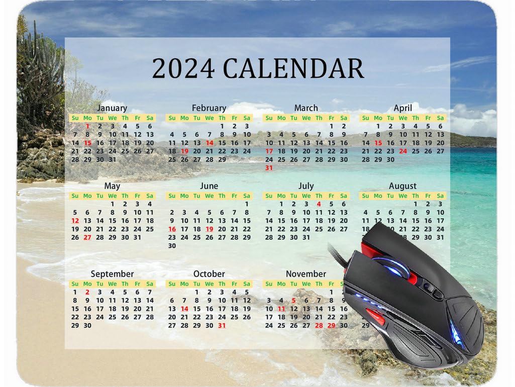 2024 Monthly Calendar Gaming Mouse Pad - Custom Orange Slice Fish Design | Non-Slip Desk Mat for PC, Laptop & Office Use | Perfect Gift for Gamers & Professionals