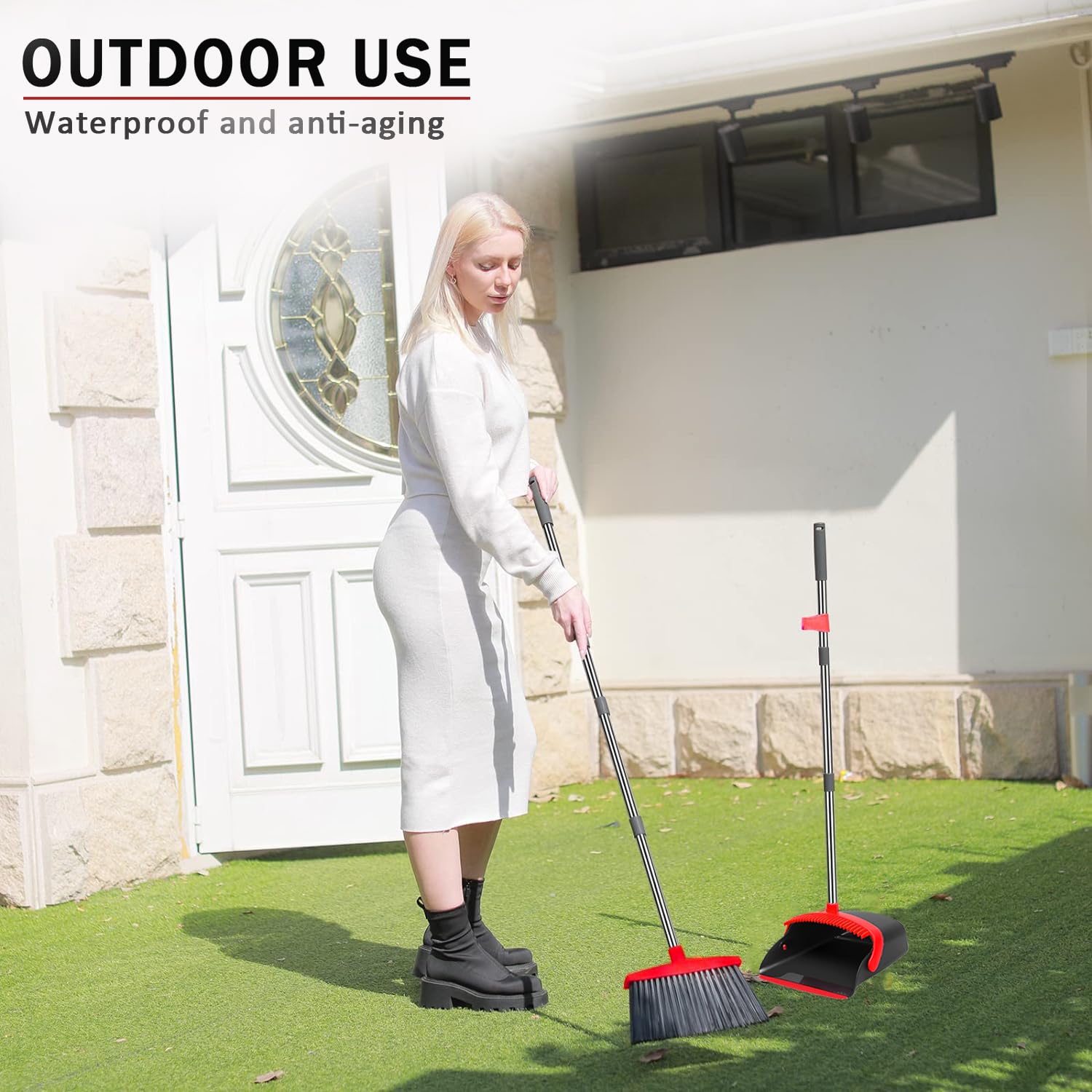 Upgraded Broom and Dustpan Set with 52