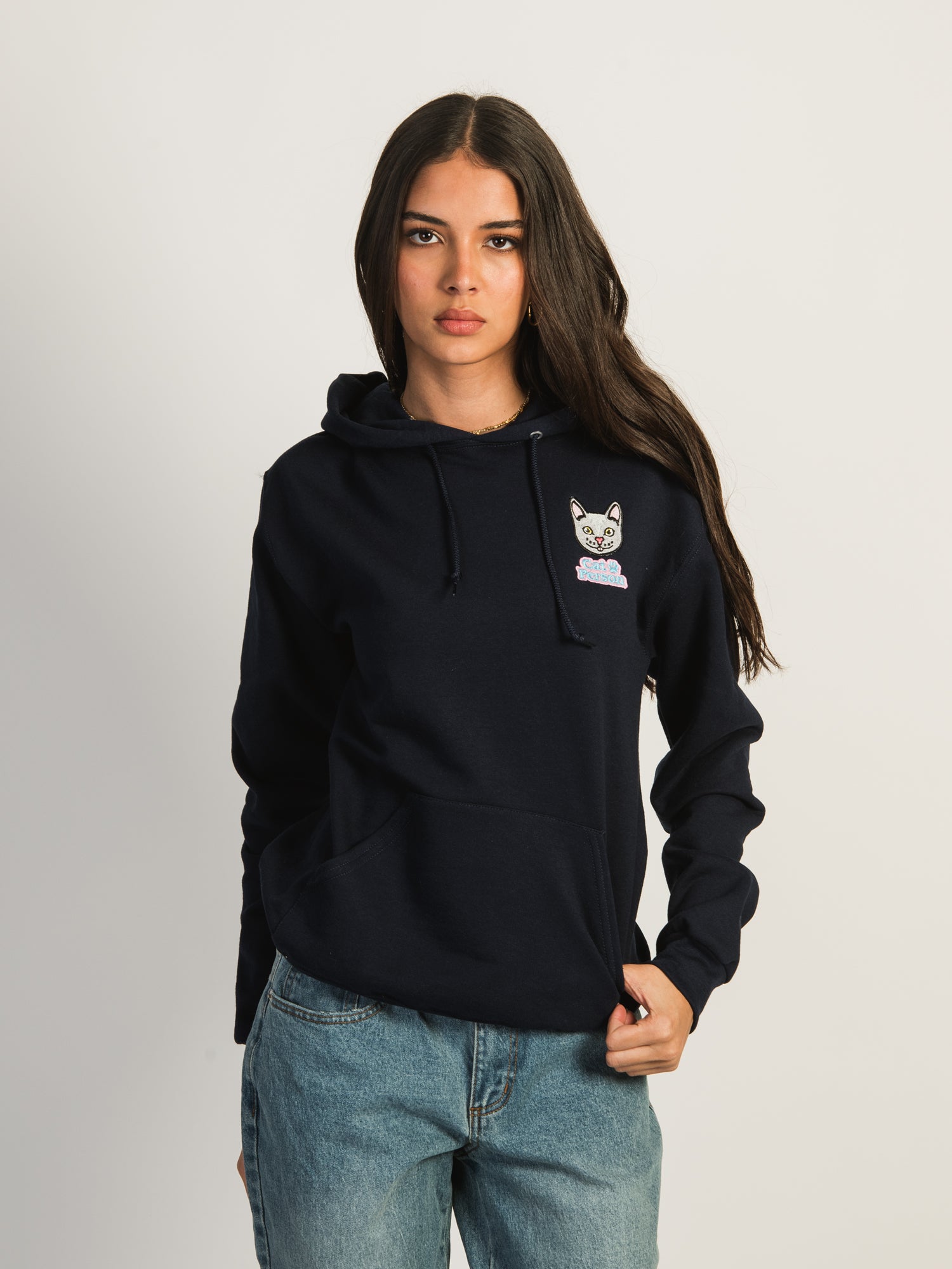 Stylish Cat Embroidered Hoodie for Women & Men - Soft Cotton Pullover Sweatshirt - Perfect for Casual Wear, Street Fashion & Gifts