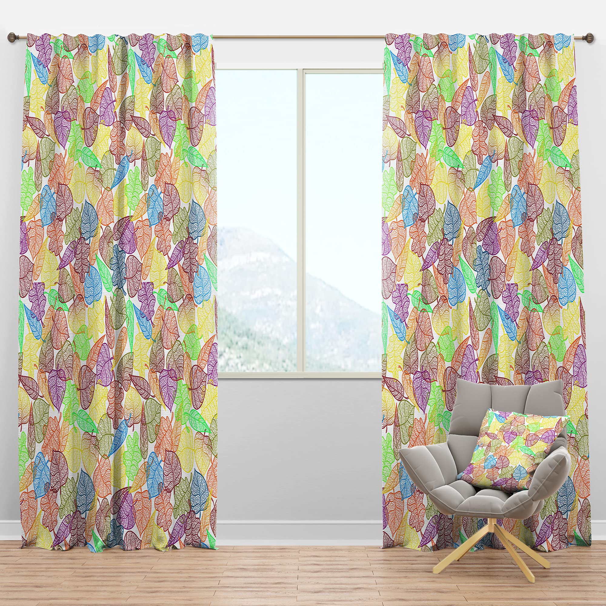 DesignQ Blackout Curtains - Autumn Leaves Pattern Thermal Insulated Room Darkening Drapes for Bedroom & Living Room (52x95 Inch, Single Panel) - Perfect for Privacy, Light Control & Energy Savings