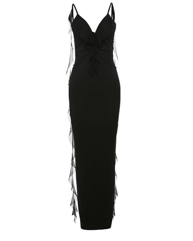 Houstil Women's Summer Casual Strap V-Neck Maxi Dress - Beach Party, Cocktail Evening, Wedding Guest, Holiday Outfit for Women