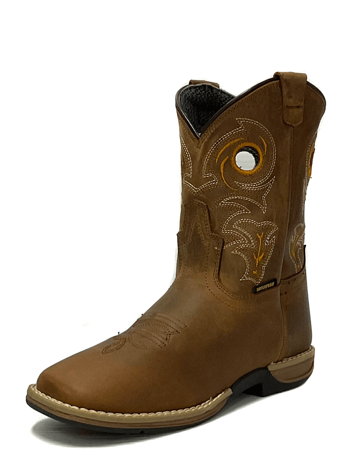 Dan Post DPC3964 Youth Storms Eye Jr Leather Boots Brown - Durable Kids Cowboy Boots for Western Riding, Rodeo & Outdoor Adventures
