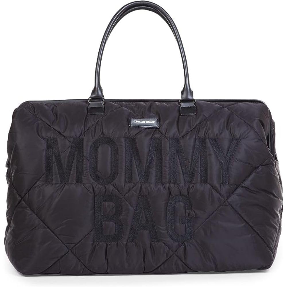 **The Original Mommy Bag by Childhome - Large Baby Diaper Bag & Hospital Bag for Moms, Spacious Tote for Travel & Essentials, Pregnancy Must-Haves (Puffered Black) - Perfect for Newborn Care, Maternity Trips & Everyday Use**