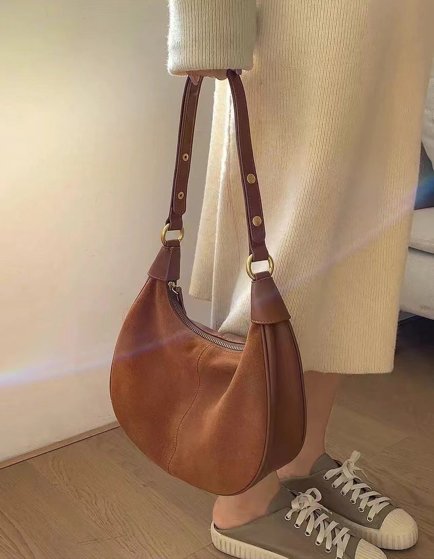 Stylish Semi-Circle Soft Leather Tote Bag for Women - Lightweight & Durable Handbag for Work, Travel & Everyday Use