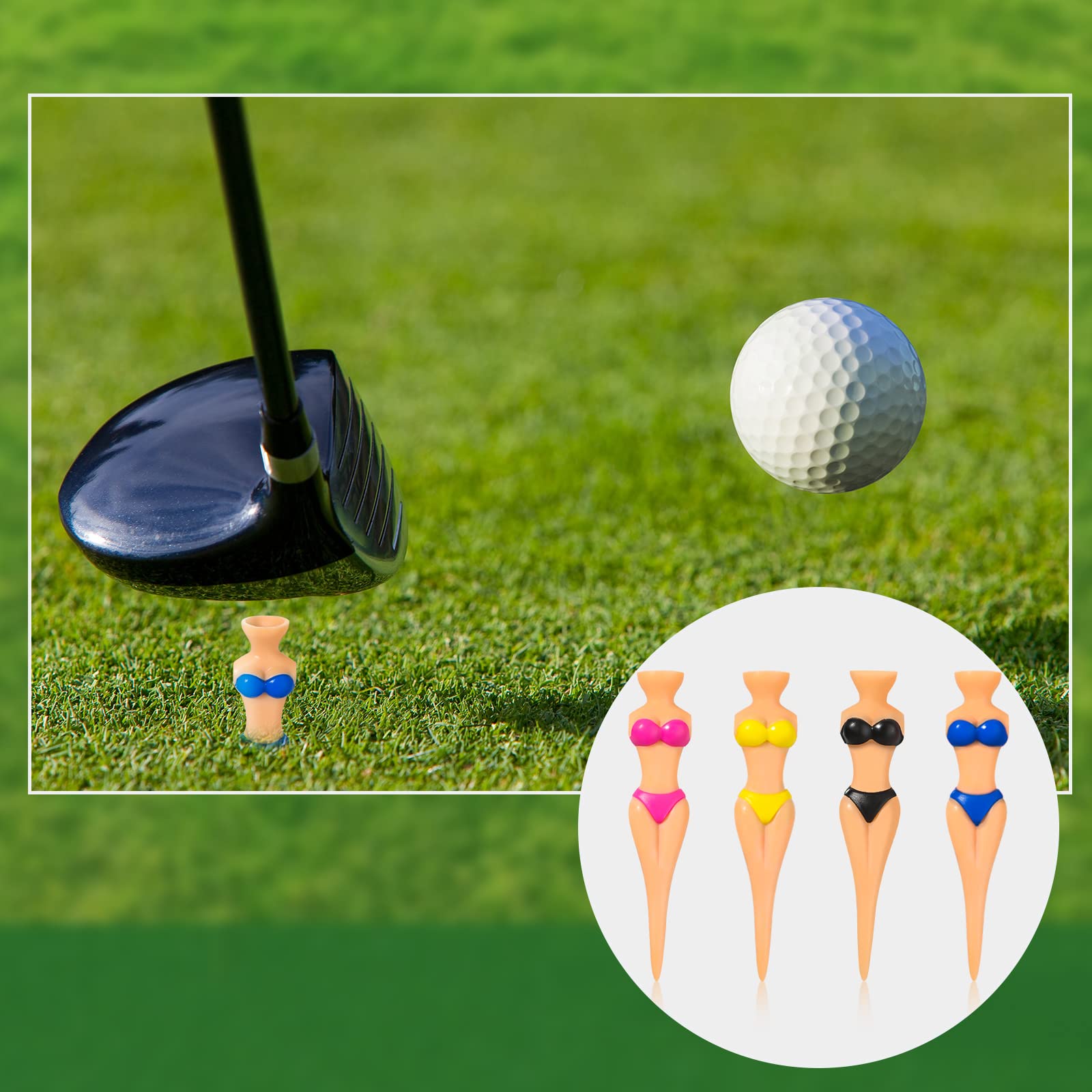 24 Pack Funny Bikini Girl Golf Tees - Novelty Plastic Golf Accessories for Men & Women - Perfect for Golf Training, Games & Gifts - Great for Driving Range, Tournaments & Casual Play