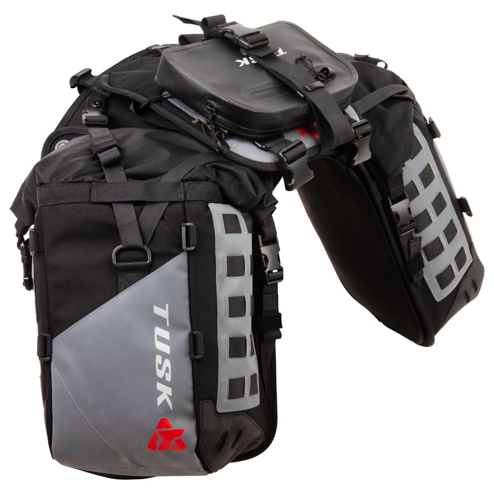 Tusk Off-Road Highland X2 Rackless Luggage System with Base & Standard Heat Shield - Compatible with Honda CRF300L Rally 2021 - Perfect for Adventure Motorcycle Touring & Off-Road Travel