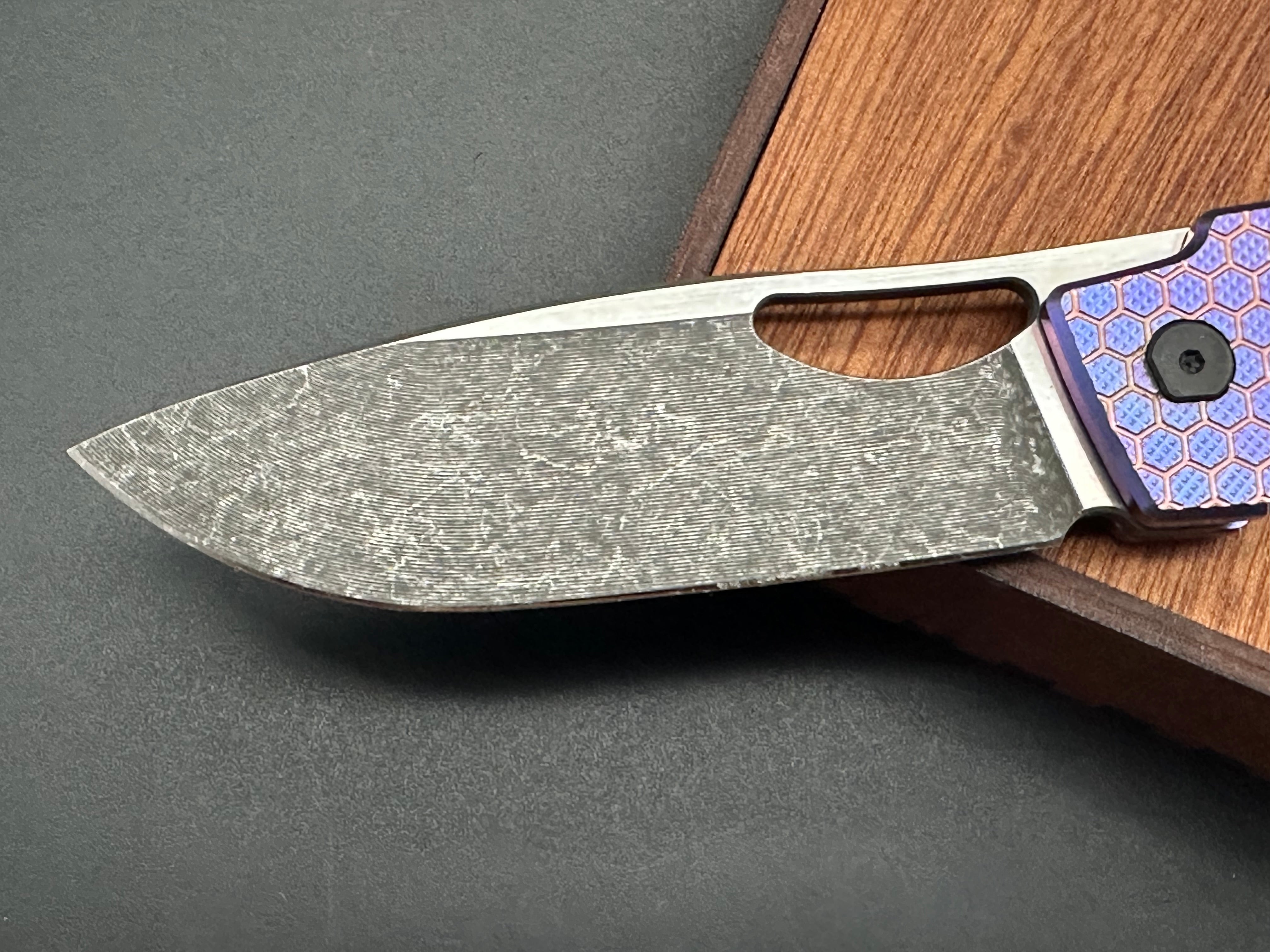 Rob Johnson Cedar 76V Folding Knife - Purple Titanium Handle with Rose Gold Hardware & M390 Acid Washed Blade - EDC, Outdoor, Camping, Survival, Hunting, Gift for Men