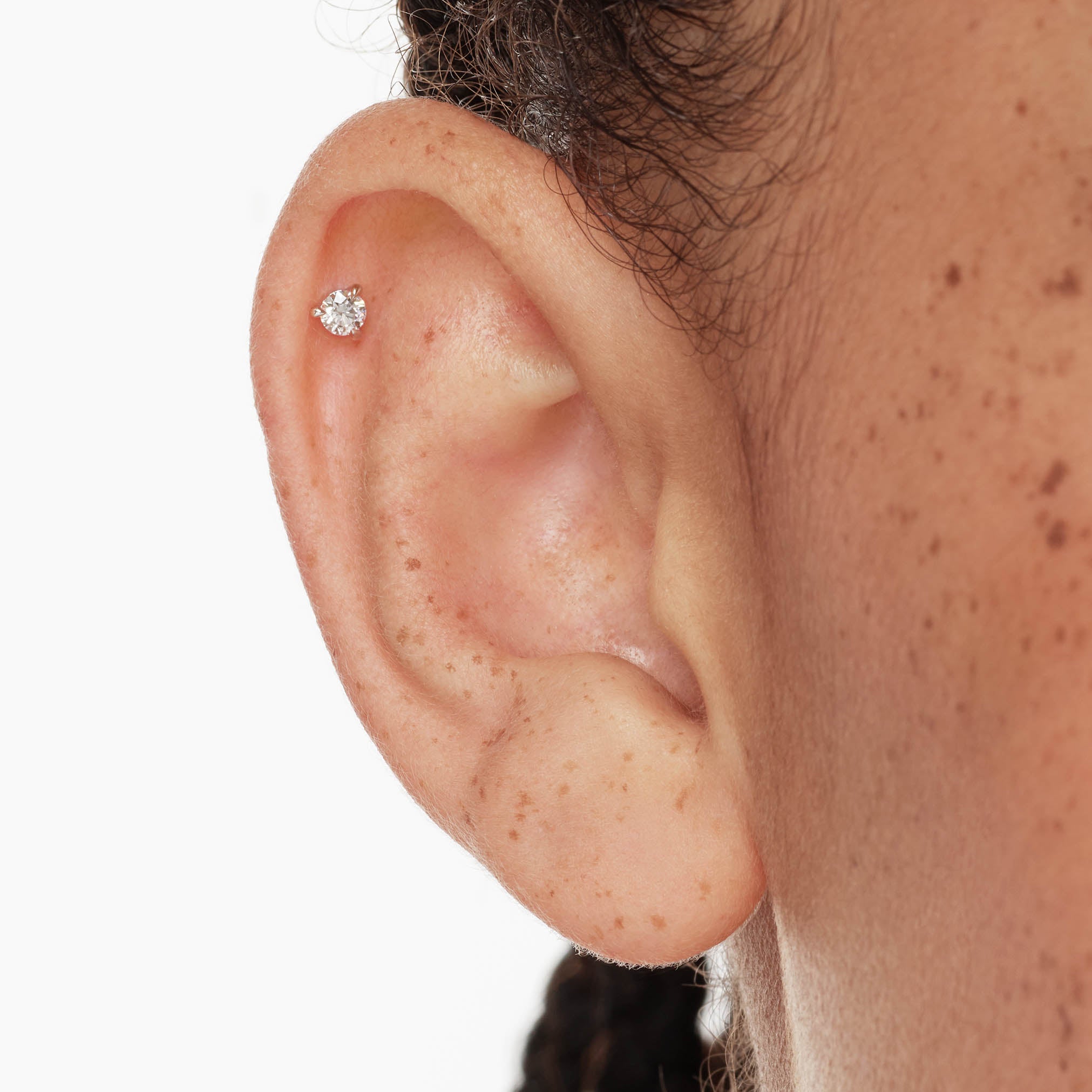 0.10ct Lab Grown Diamond Helix Single Stud Earrings in Sterling Silver - Perfect for Everyday Wear & Special Occasions