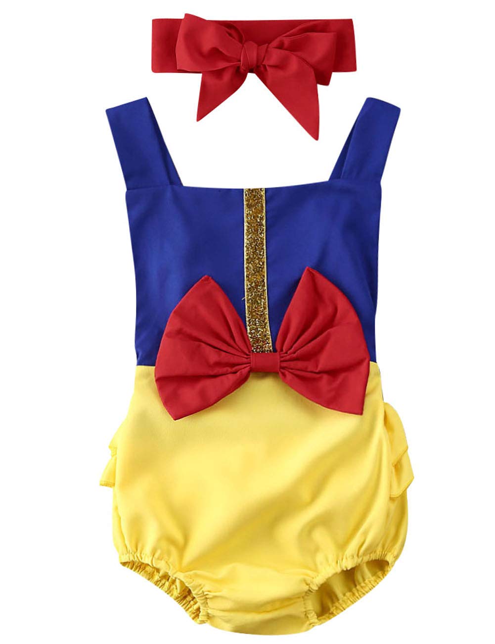Baby Girl Princess Costume Set - Elegant Ruffle Romper with Bowknot, Headband, Tank Top & Shorts | Perfect for Birthday Parties, Halloween & Photo Shoots
