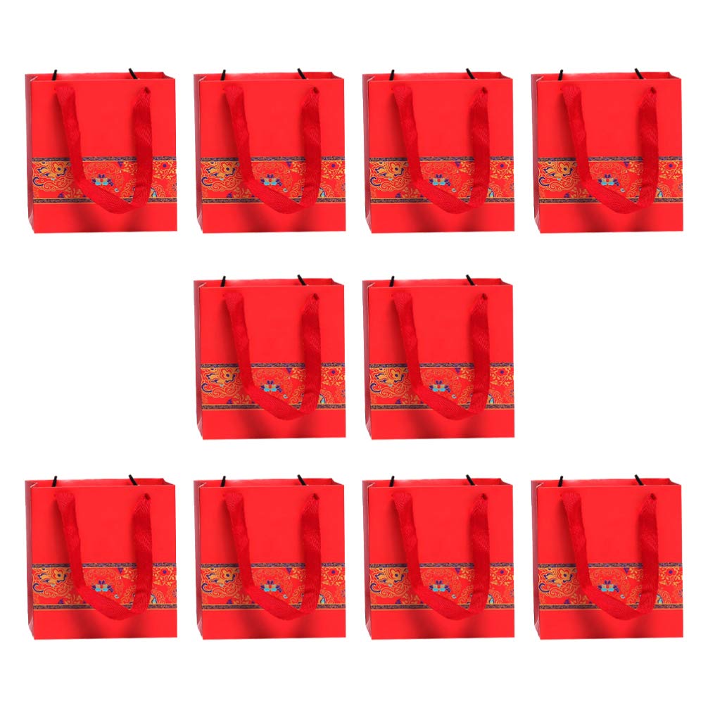 NUOBESTY 10pcs Chinese Zodiac Wrapping Paper Bags - Eco-Friendly Gift Packaging, Tote Bags for Lunar New Year, Birthday & Party Favors | Chinese Style Decorative Paper Bags for Gifts, Jewelry & Small Items