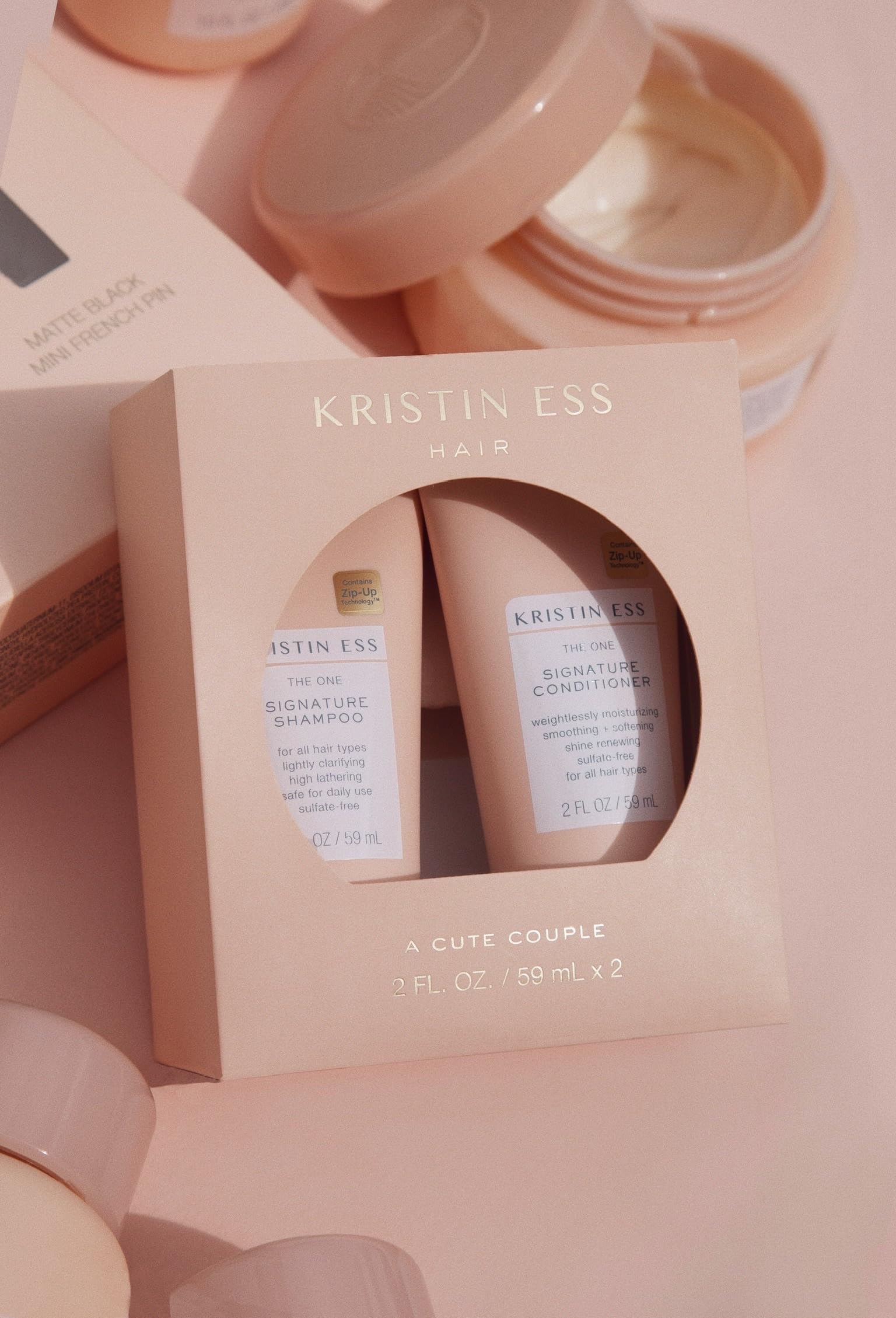 Kristin Ess Signature Travel Size Salon Shampoo & Conditioner Set - Moisturizing, Anti-Frizz & Shine - Sulfate Free, Vegan & Color Safe - Perfect for Vacation, Gym & On-The-Go Hair Care