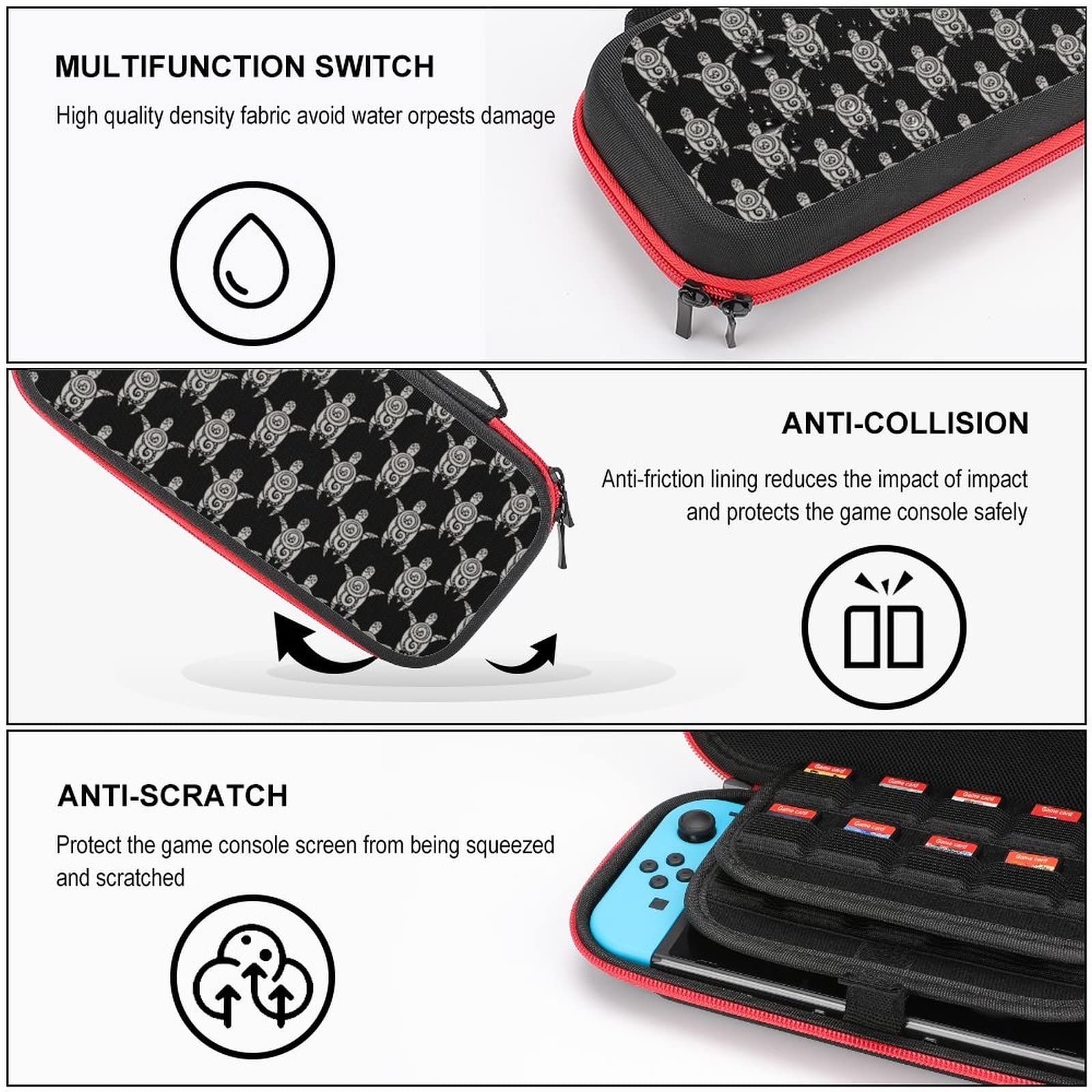 Polynesian Tribal Sea Turtles Nintendo Switch Carrying Case - Portable Travel Cover with 20 Game Card Slots - Perfect for Gaming On-The-Go & Travel Protection