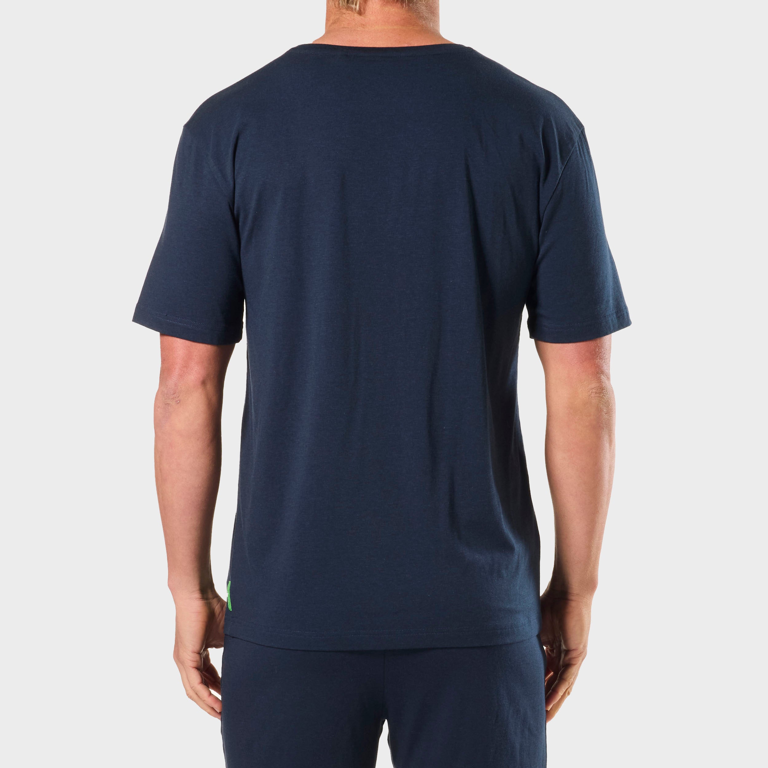 Men's Soft Bamboo Crew Neck Sleep Tee - Breathable & Comfortable Pajama Shirt in Navy Blue | Perfect for Lounging, Sleeping & Relaxing at Home