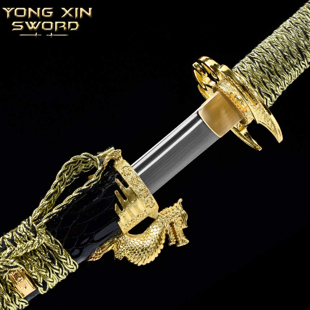 Handmade Japanese Samurai Katana Sword - High Manganese Steel, Tempered Blade, Full Tang, Sharp Edge with Scabbard - Perfect for Martial Arts Training, Cosplay, and Collectors Display