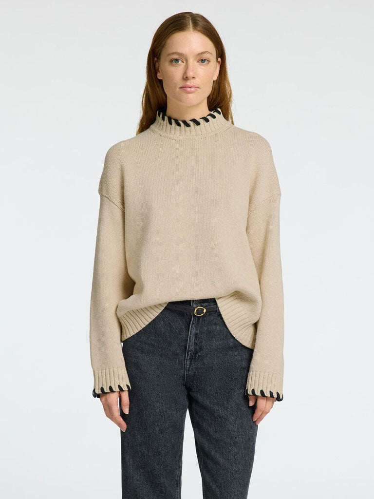 Jilli High Neck Sweater for Women - Soft Birch Black Pullover | Perfect for Fall Layering & Office Wear