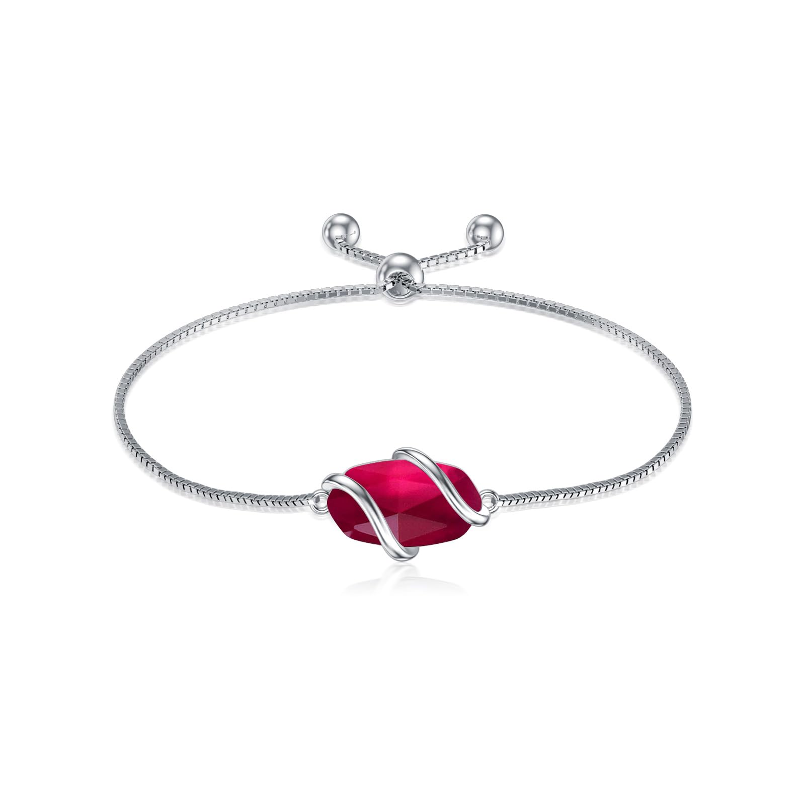 925 Sterling Silver Bracelet for Women - Dainty Simple Stone Link Bracelet, Adjustable 9 Inch Fine Jewelry | Valentine's Day, Anniversary, Birthday Gifts for Her, Wife, Mom, Girlfriend | Perfect for Everyday Wear, Date Night, Office & Special Occasions