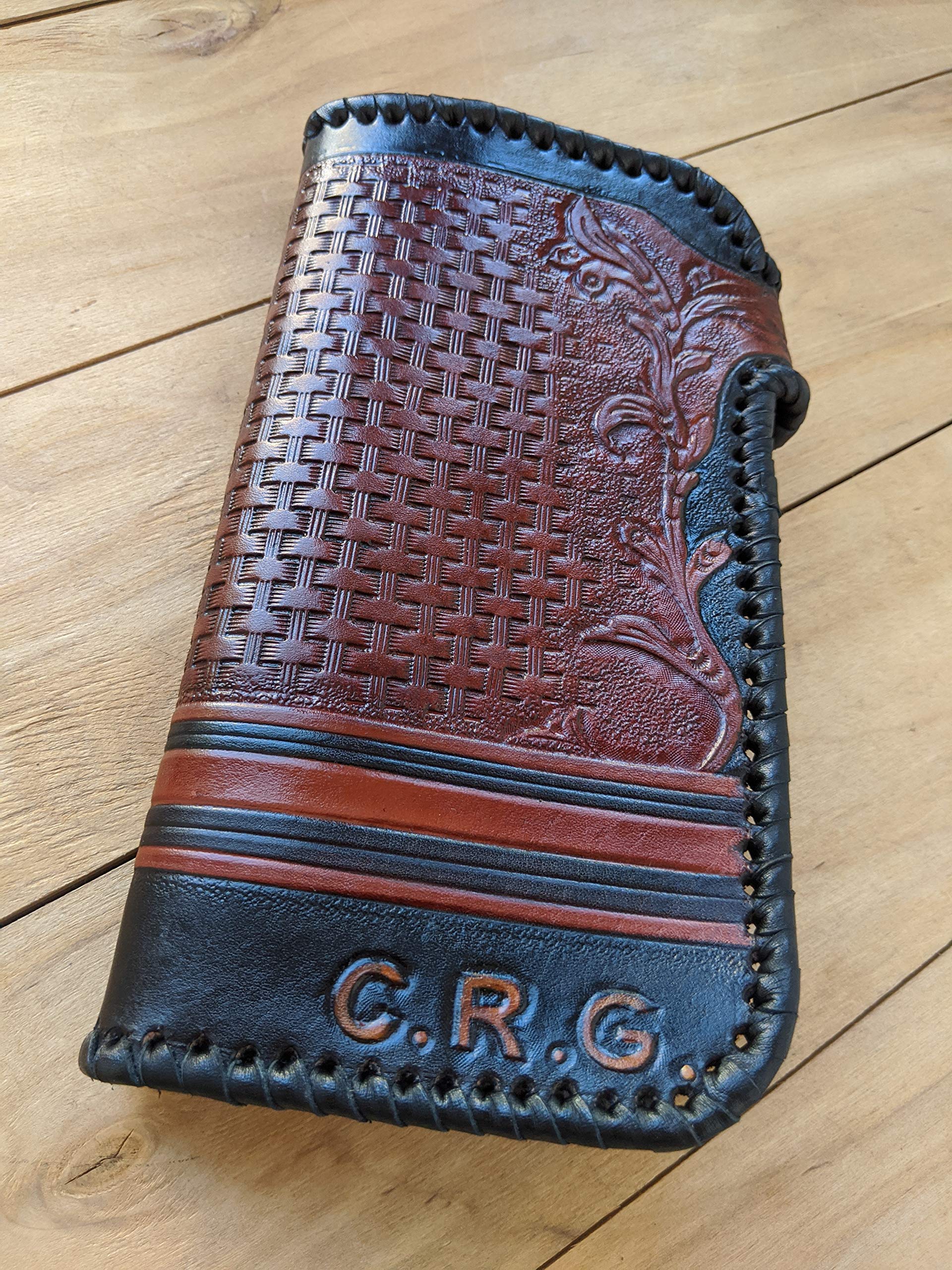 Handmade 3D Genuine Leather Wallet for Men - Custom Engraved Biker Wallet with Hand-Painted Design - Perfect for Motorcycle Riders & Gift Giving