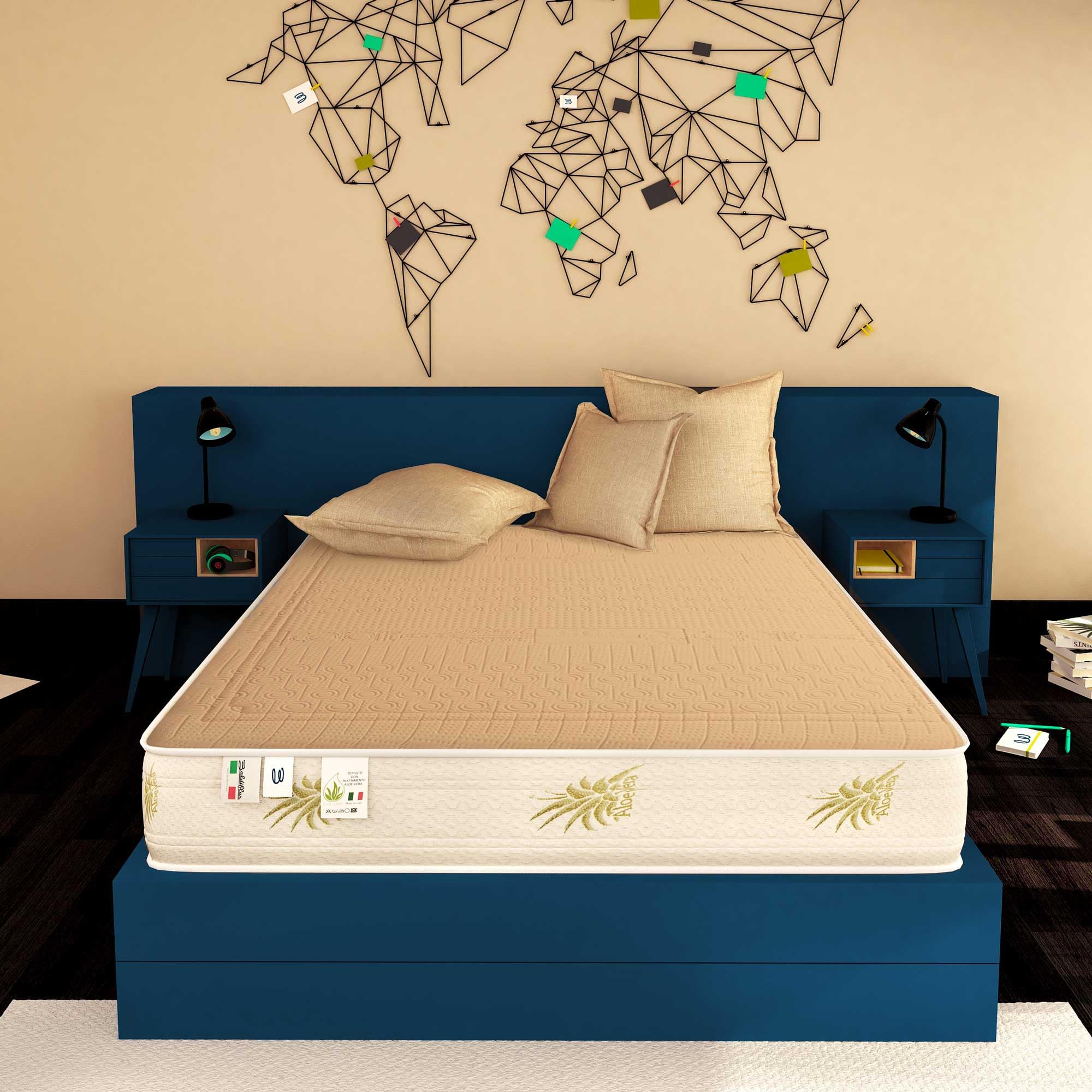 Baldiflex Emporio - Queen Size Memory Foam Mattress, 100% Cotton Cover with Aloe Vera Infusion, 160x190x25cm - Perfect for Couples, Bedroom Comfort & Pressure Relief