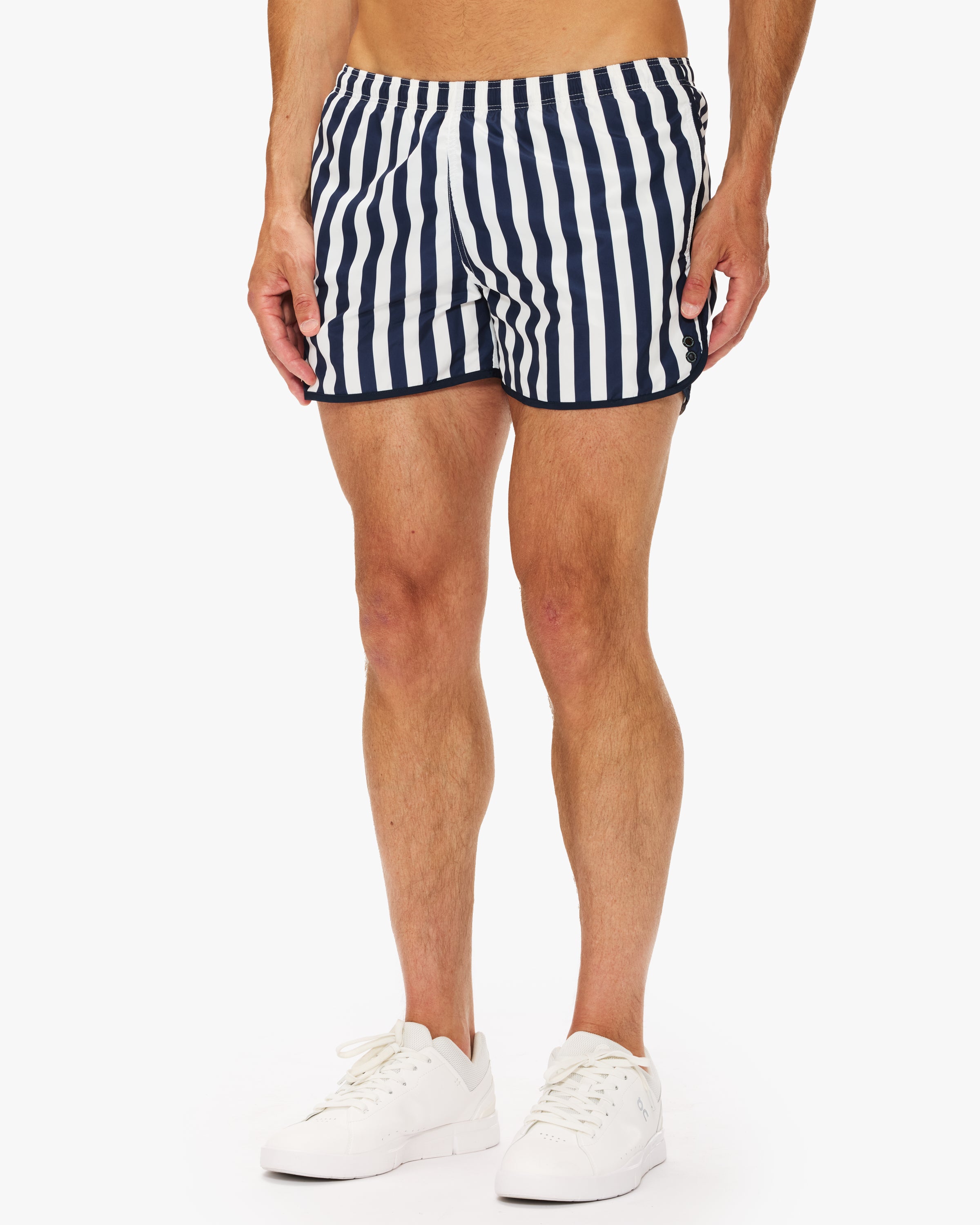 Ron Dorff Marathon Swim Shorts - Men's Vertical Striped Quick-Dry Swim Trunks for Beach, Pool & Water Sports