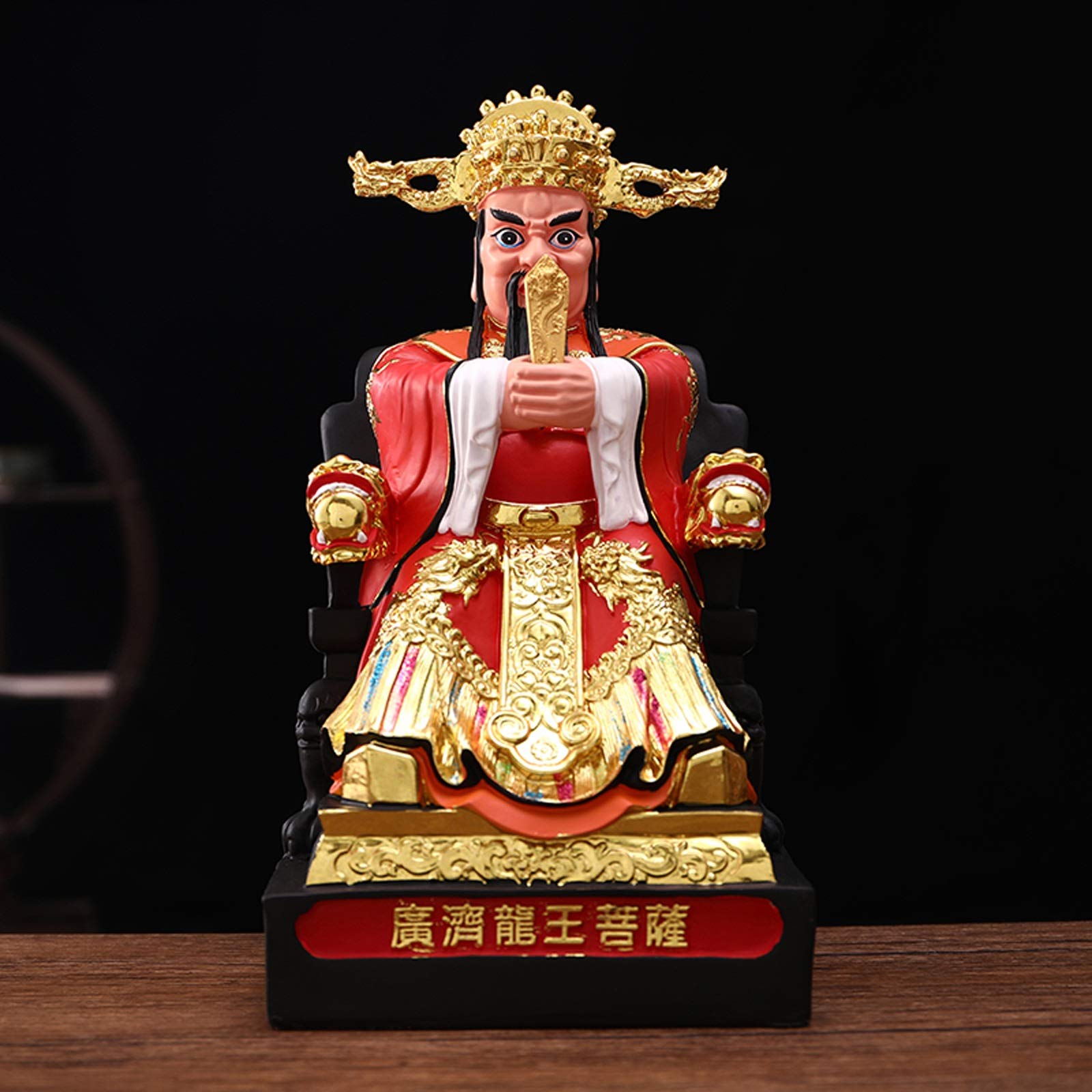 Hand-Carved 15-Inch Lucky Buddha Statue - Feng Shui Home Decor, Resin Dragon God Sculpture for Good Fortune & Positive Energy | Perfect for Meditation Rooms, Office Desk & Spiritual Gifts