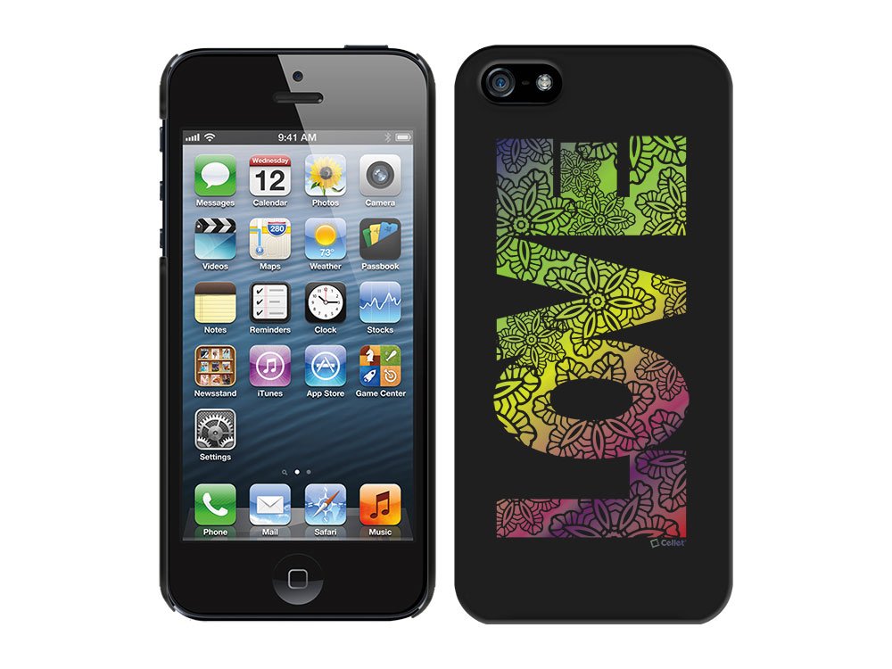Cellet Proguard Flower Love Design Protective Case for Apple iPhone 5 - Black | Slim Fit, Shockproof Cover for Everyday Use & Gift Giving