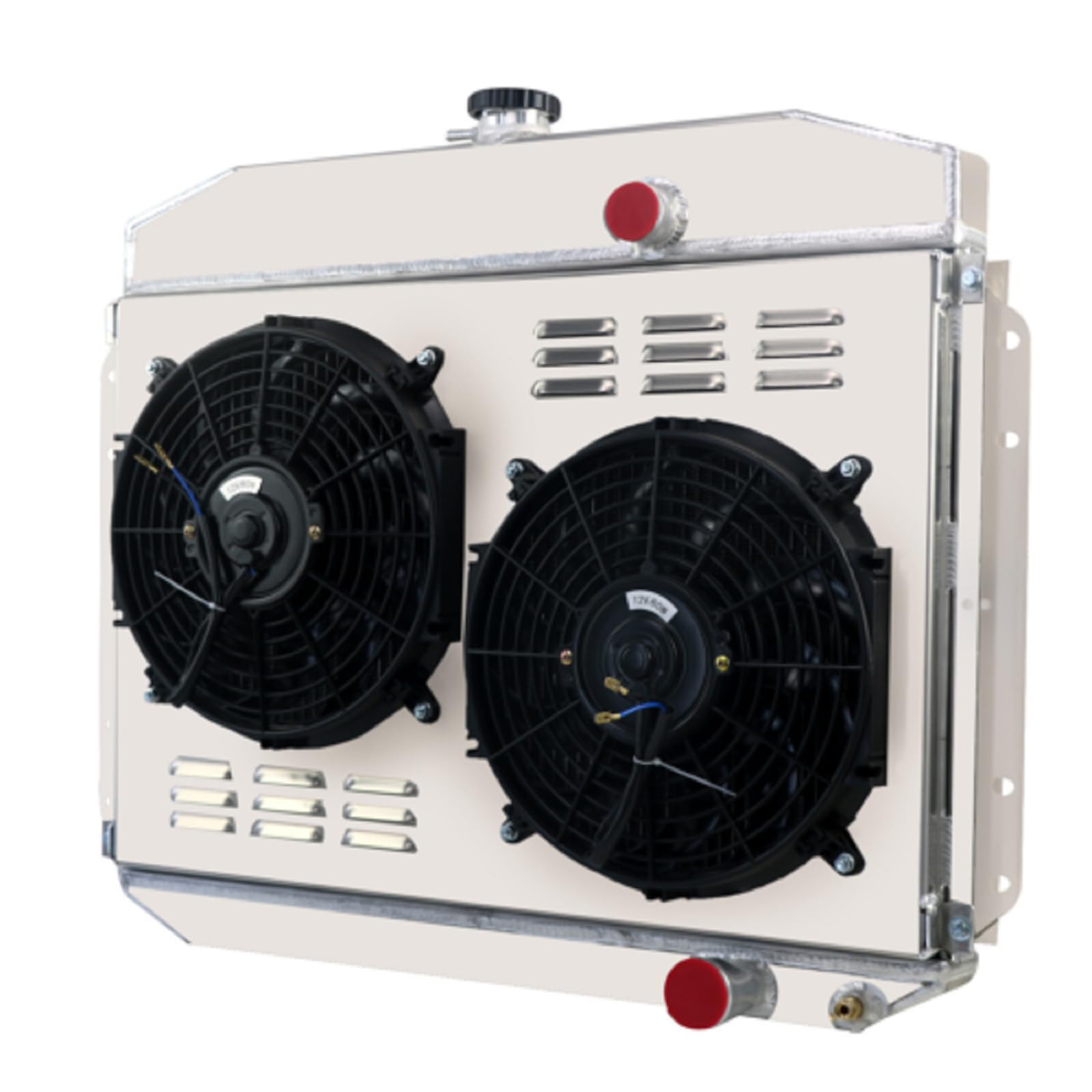 1961-1964 Ford F100 F250 F350 Pickup Truck 3 Row Aluminum Radiator with Shroud & Fan Relay - Heavy Duty Cooling System for 6 Cylinder L6 & V8 Engines - Perfect for Restoration Projects & Hot Weather Performance