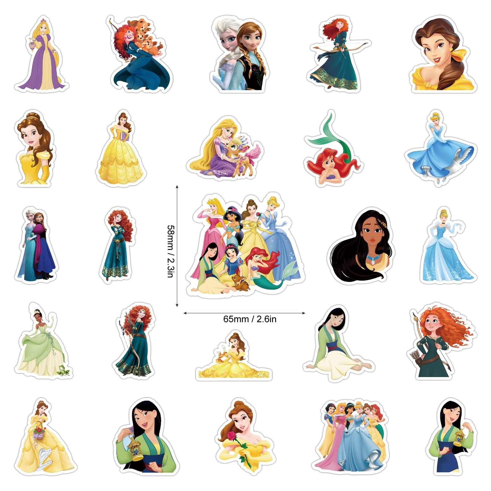 120-Piece Cute Princess Stickers Pack for Teens - Waterproof Vinyl Decals for Water Bottles, Laptops, Journals & DIY Crafts - Perfect for Girls Room Decor & Scrapbooking