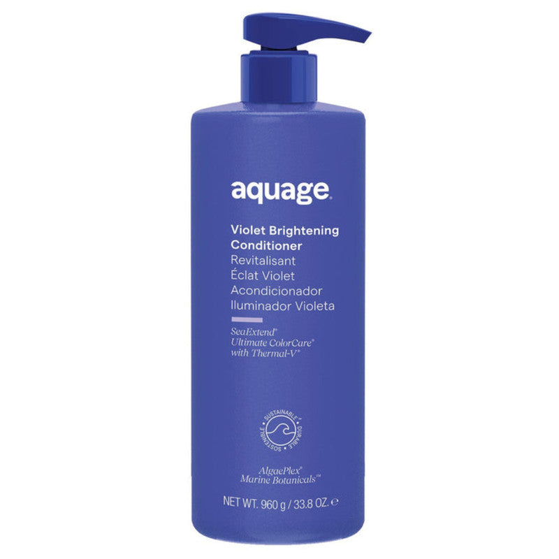 Aquage Sea Extend Violet Brightening Conditioner - Purple Toning Hair Treatment for Blonde & Silver Hair - Salon Quality Color Care for Brassiness & Yellow Tones (Perfect for Color-Treated, Bleached & Gray Hair)
