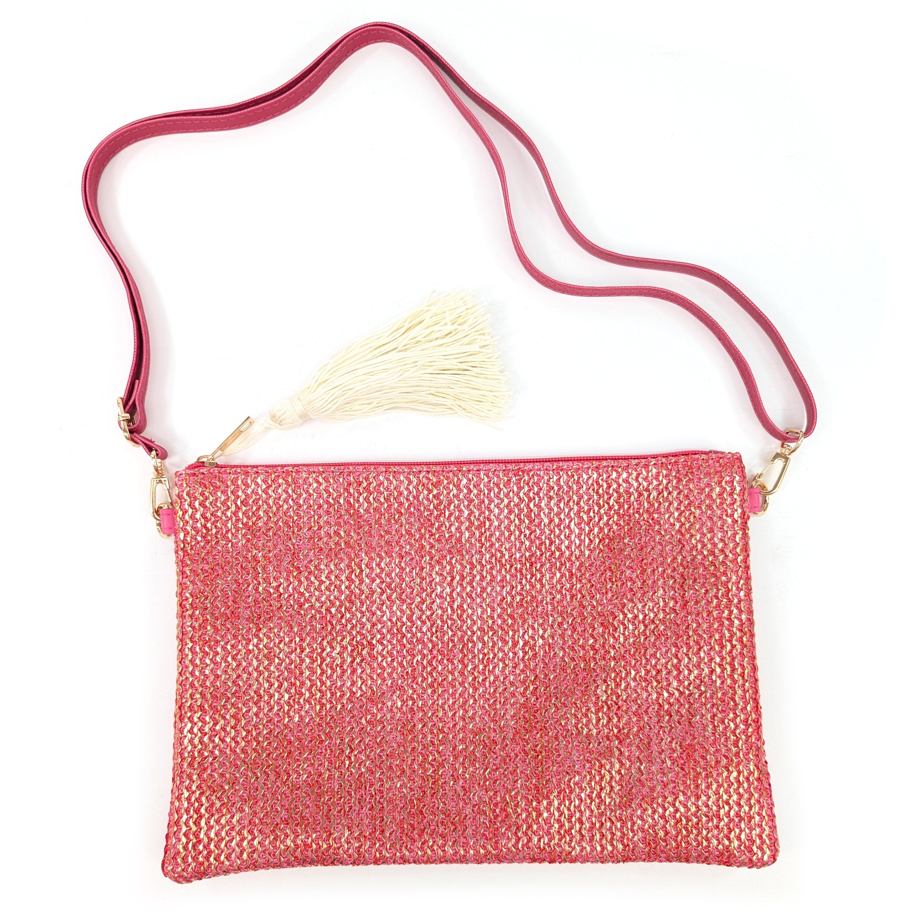 Elegant Pink Glitzy Clutch Bag with Tassel - Perfect for Evening Parties, Weddings & Special Occasions