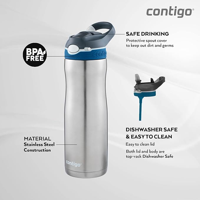 Ashland Chill AUTOSPOUT Vacuum Insulated Stainless Steel Water Bottle - 20oz (590ml) - Leakproof & Sweatproof - Perfect for Gym, Hiking, Travel & Outdoor Activities