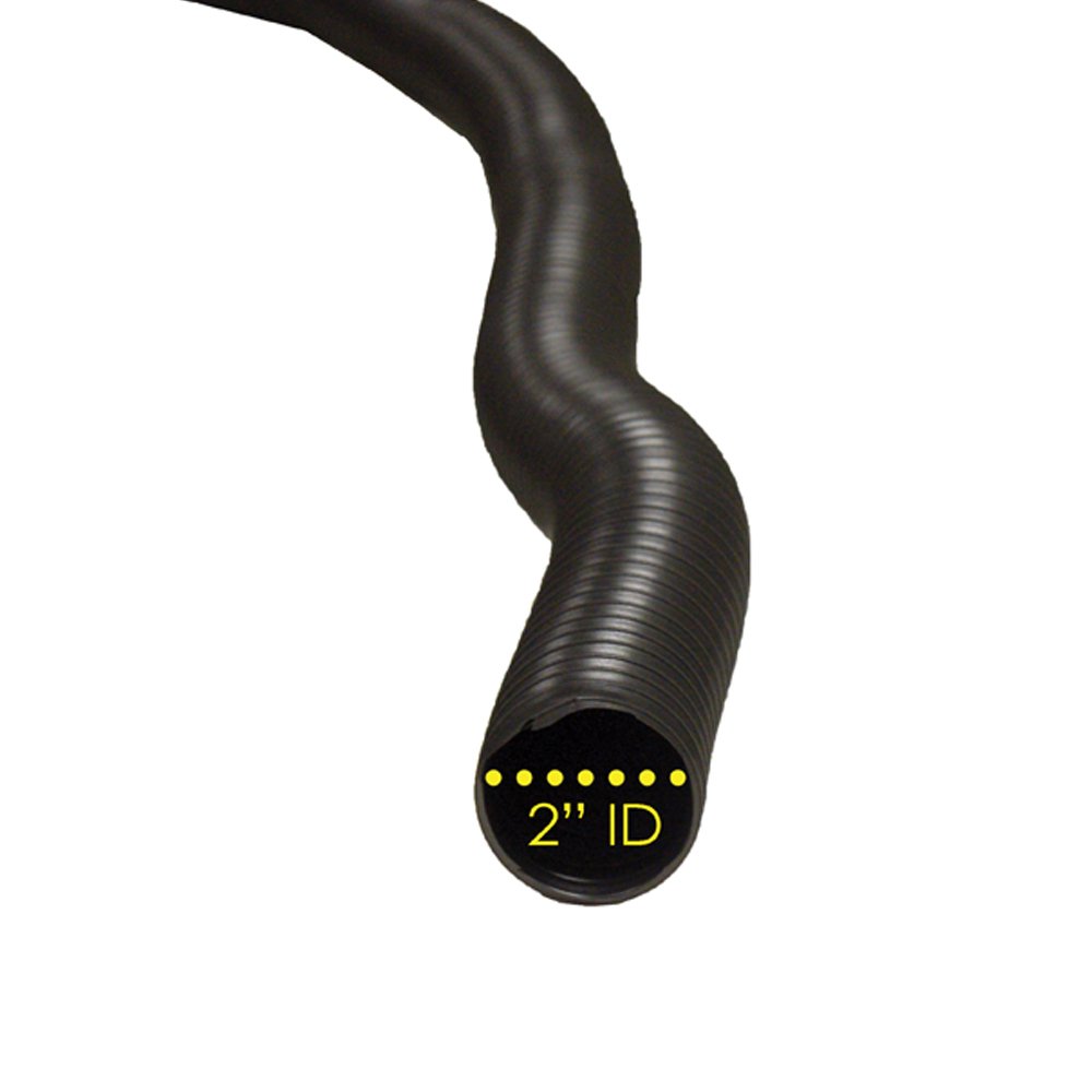 Rubber-Cal PE Flex Ultra Flexible Black Blower Hose - 2 Inch ID x 12.5 Feet Length (Fully Stretched) - Ideal for HVAC, Industrial Ventilation, and Dust Collection Systems