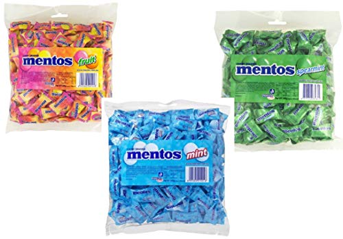 Mentos Assorted Flavor 600 Count Bulk Variety Pack - Mint, Spearmint & Fruit Flavors (3.57lb/1.62kg) | Individually Wrapped Candy for Office, Parties, Halloween Treats & Gift Bags | Perfect for Candy Buffets, Snacks & School Events