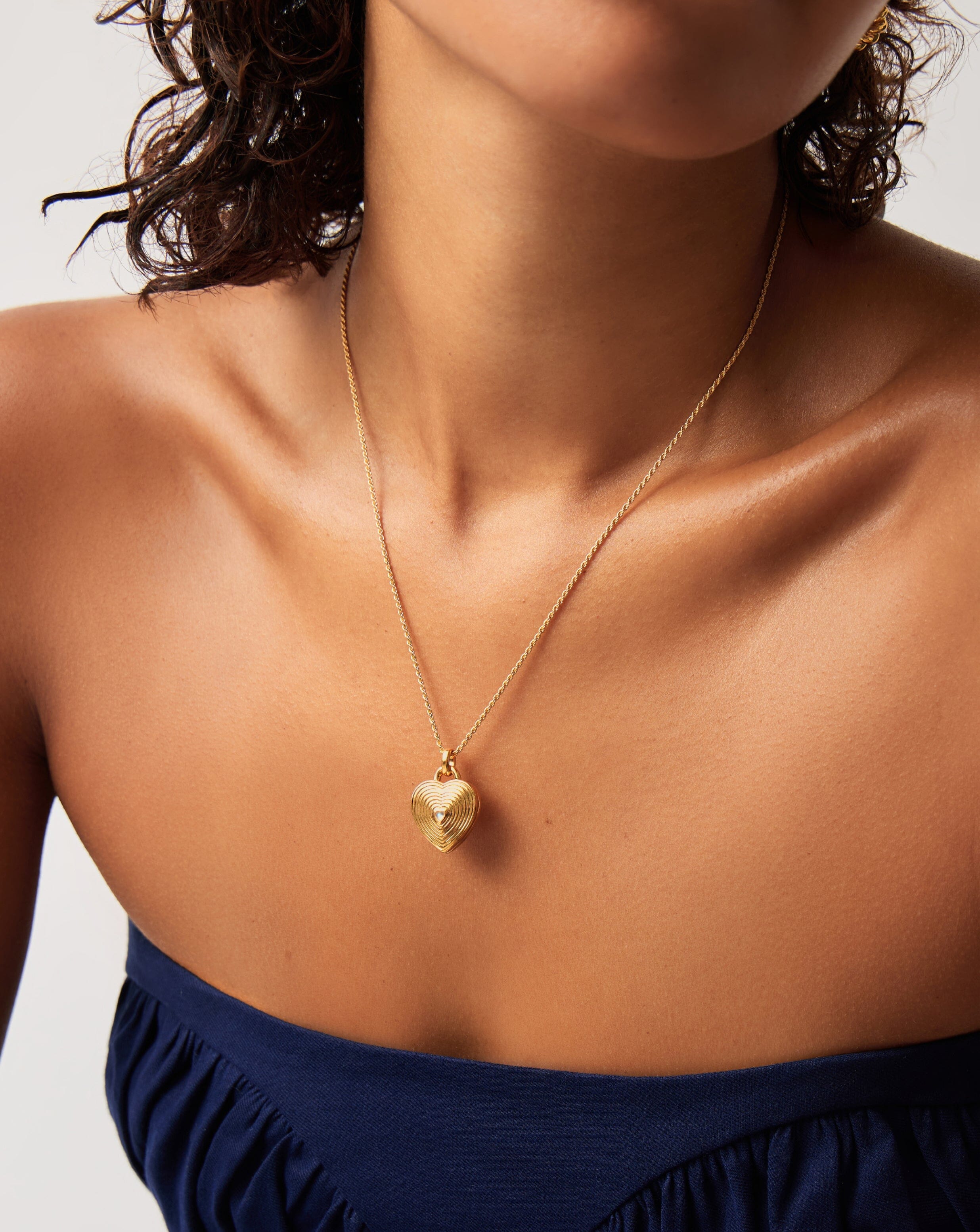 Engravable Heart Ridge Locket Pendant Necklace - 18k Gold Vermeil & Rainbow Moonstone Jewelry for Women | Personalized Gift for Mom, Wife, Girlfriend | Valentine's Day, Anniversary, Birthday Present
