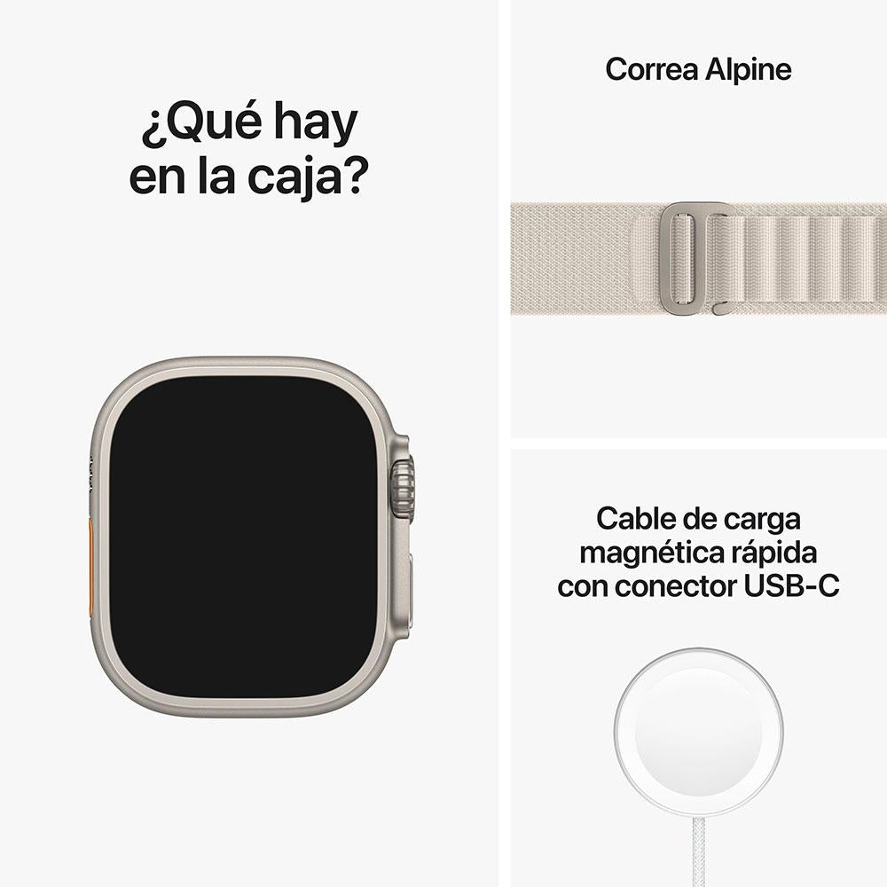 Apple Watch Ultra (GPS + Cellular) 49mm Titanium Case with White Star Alpine Loop Band - Size M - Perfect for Outdoor Adventures & Fitness Tracking