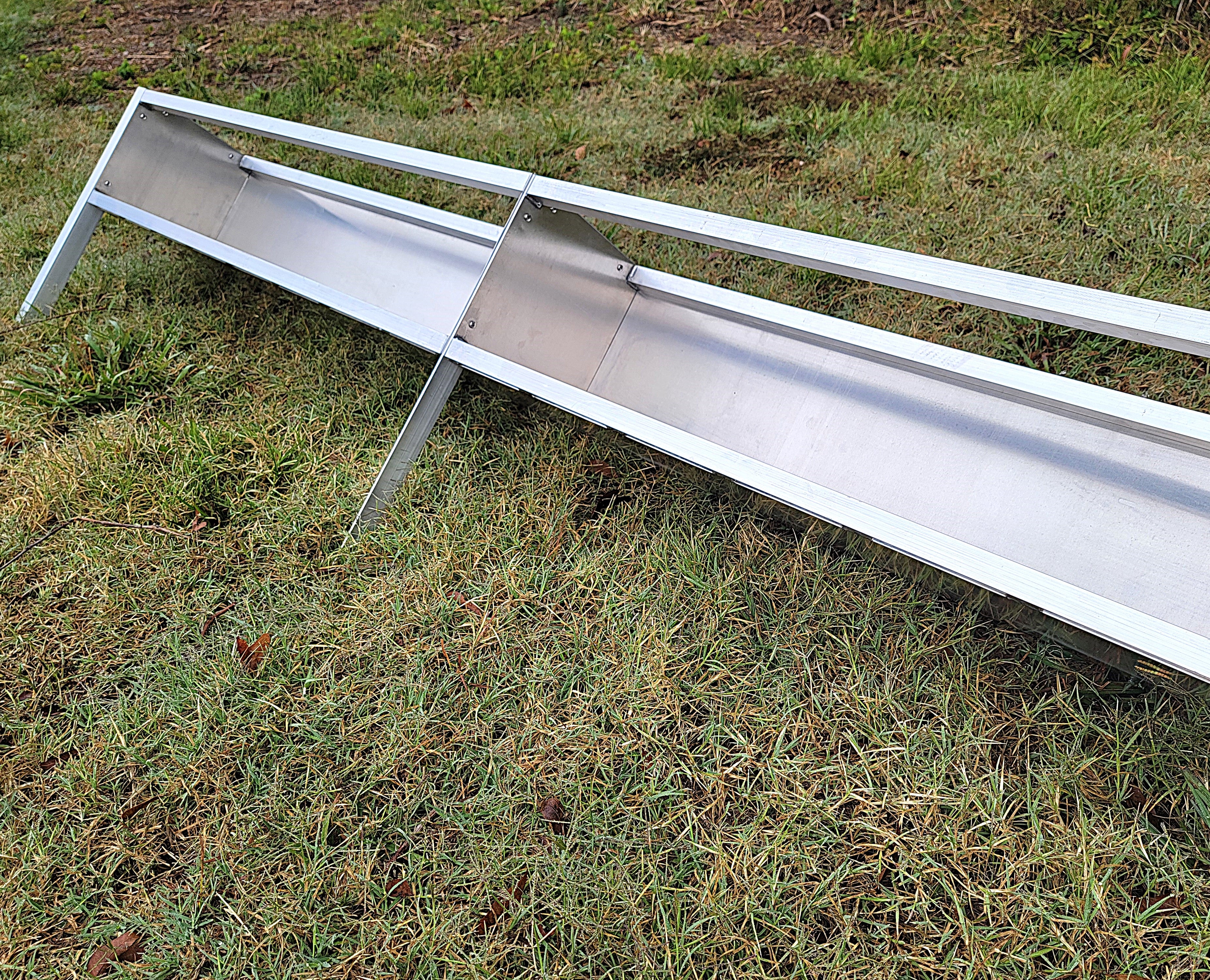 8 Ft Welded Aluminum Sheep & Goat V Trough Feeder - Heavy Duty Livestock Feeder with Anchors - Durable USA Made Farm Equipment for Pasture, Barn & Ranch Use