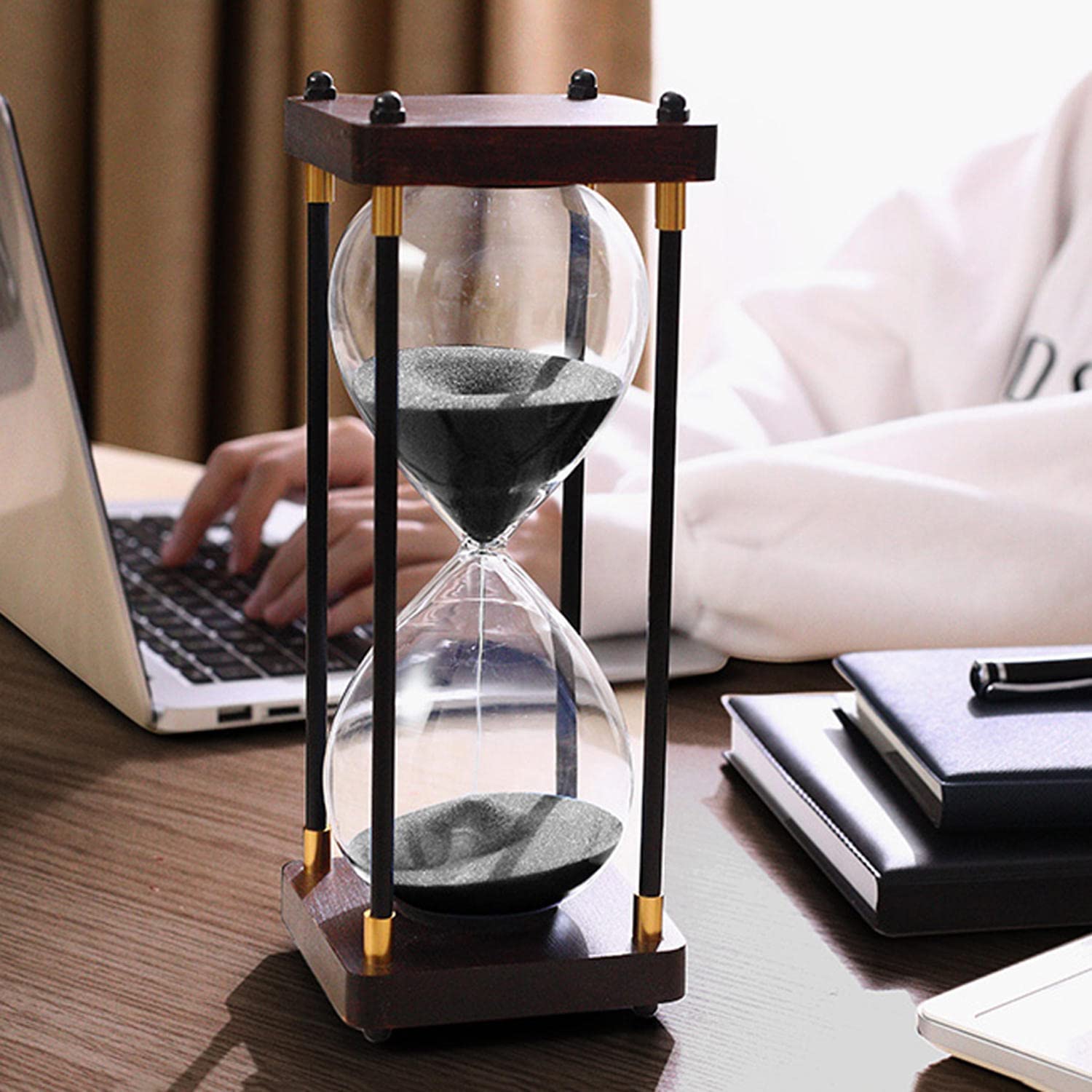 60-Minute Large Hourglass Sand Timer - Decorative & Functional 1-Hour Glass Timer for Kitchen, Classroom, Board Games, Meditation & Home Office Decor