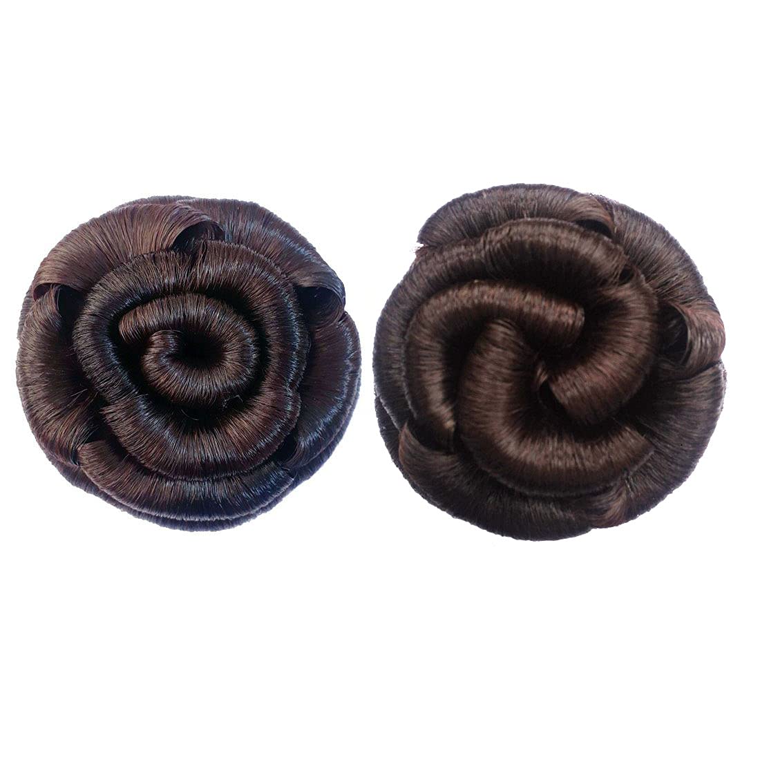 GuruEmbellish Multicolor Synthetic Hair Bun Extension Rubber Bands - 2 Pack Fancy Juda Hair Extensions for Women & Girls | Perfect for Parties, Weddings, and Daily Hairstyling