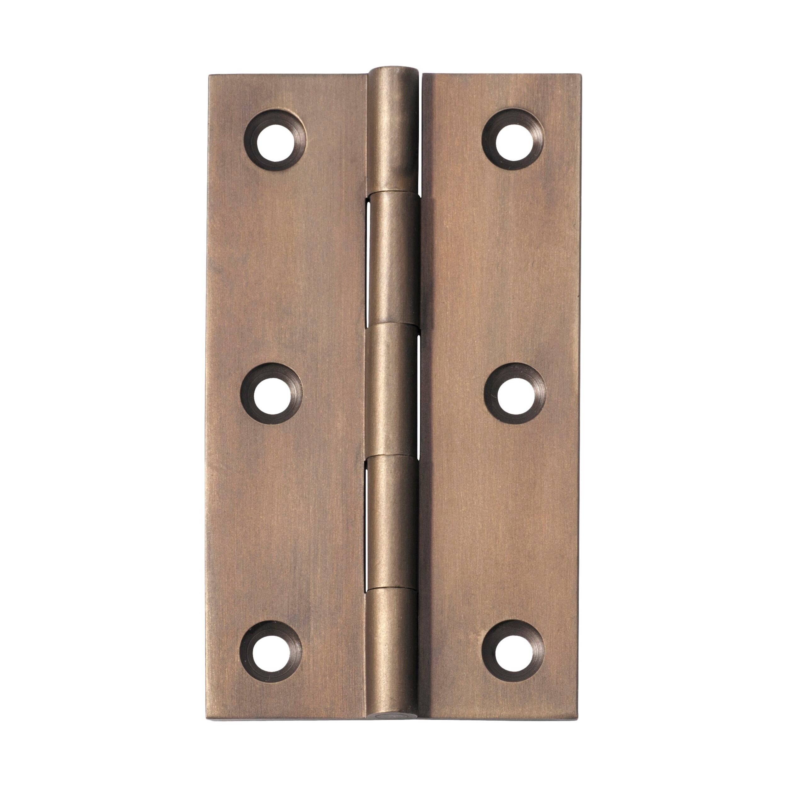 2370 Hinge Fixed Pin Antique Brass H89xW50mm - Heavy Duty Cabinet & Furniture Door Hinges for Home & Office Use