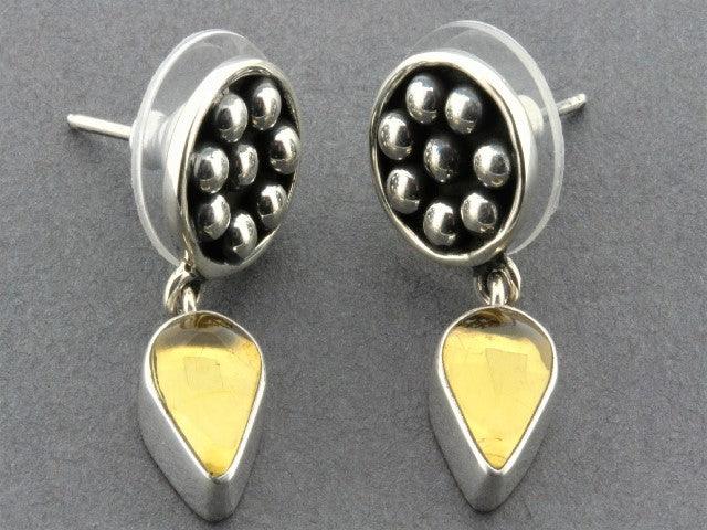 Beaded Disc Teardrop Earrings - Amber & Sterling Silver Jewelry for Women | Perfect for Weddings, Parties & Special Occasions