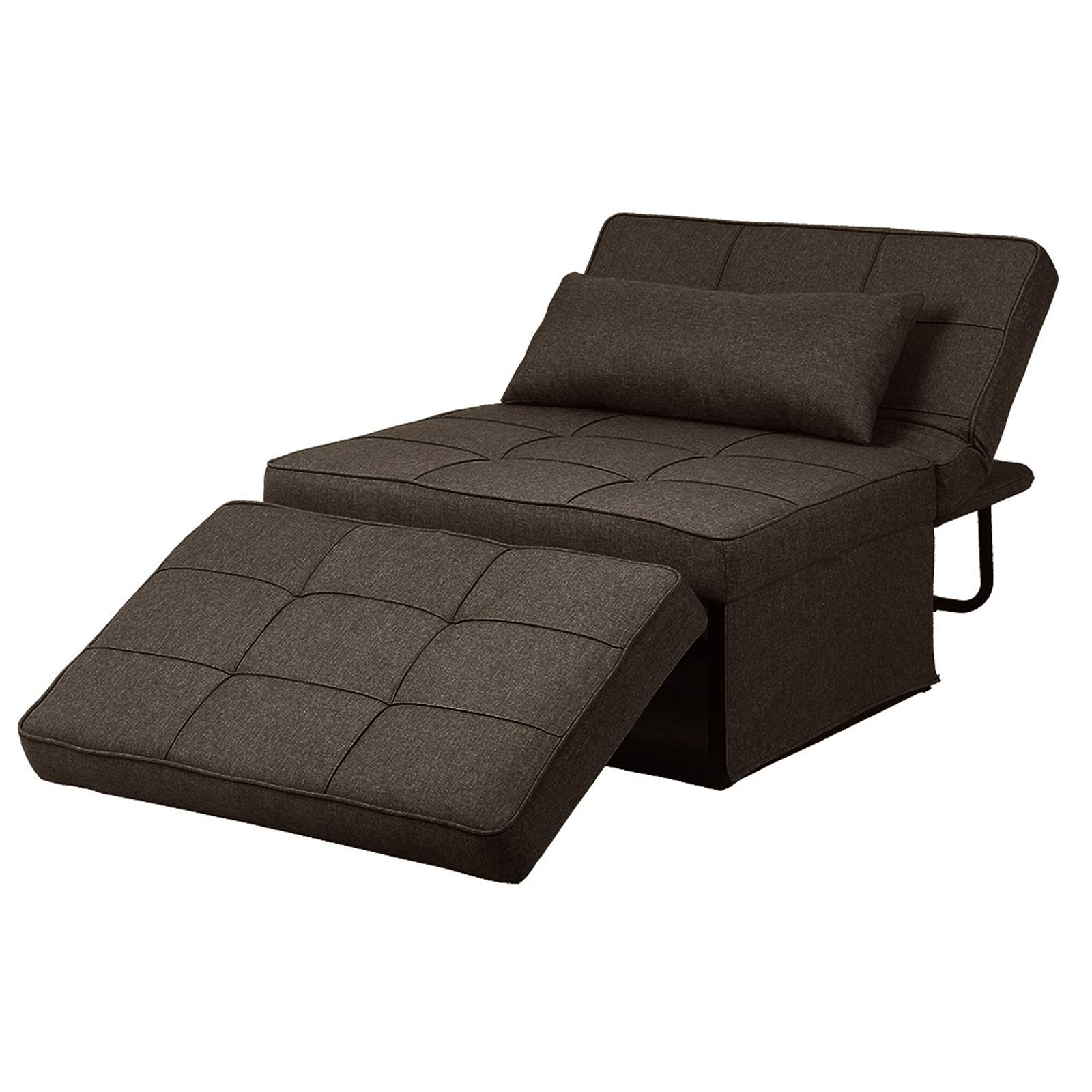 Saemoza 4-in-1 Convertible Sofa Bed - Multi-Functional Folding Ottoman Sleeper with Adjustable Backrest - Modern Space-Saving Furniture for Living Room, Small Apartment & Guest Room - Dark Brown Sleeper Couch for Comfortable Lounging & Overnight Guests