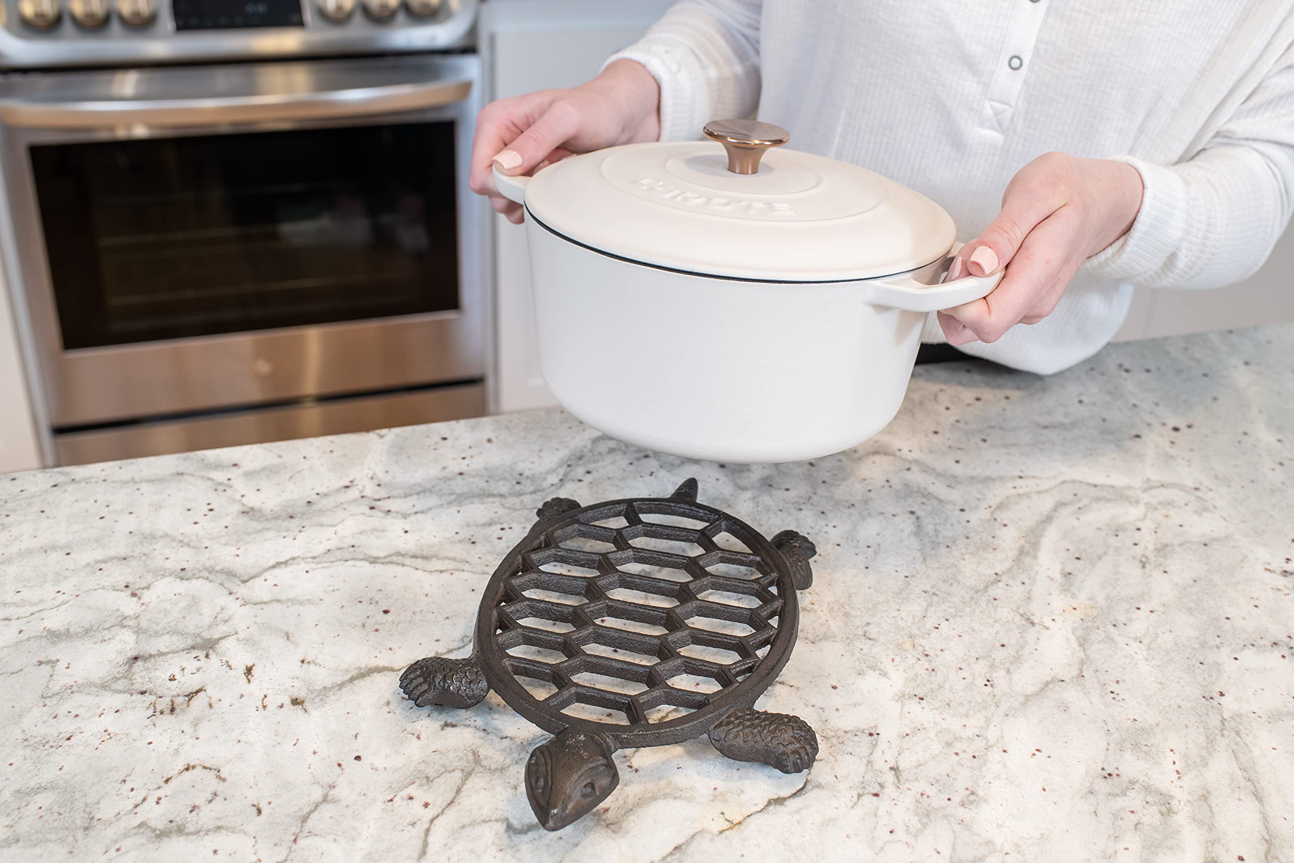 Cast Iron Trivet for Hot Pots & Pans - Sea Turtle Design for Kitchen & Dining
