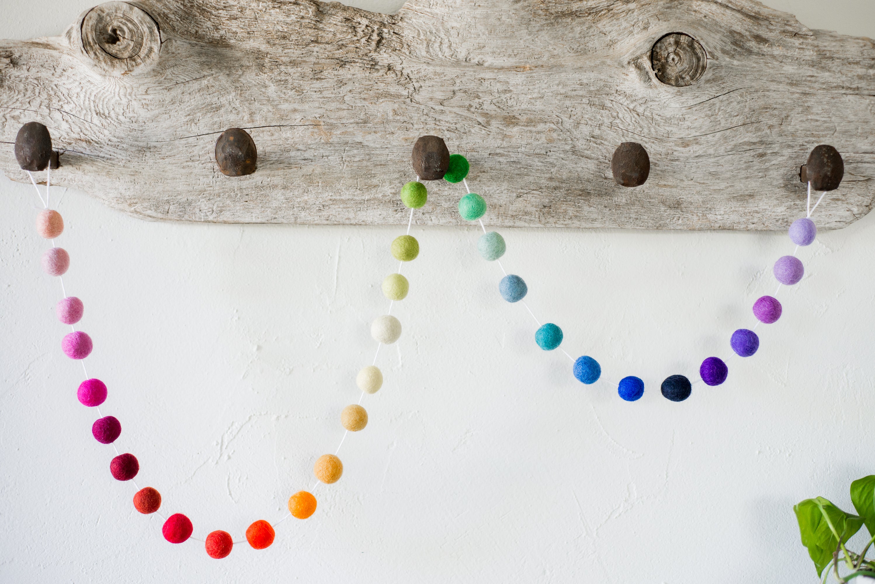 Vibrant Rainbow Ombre Felt Ball Garland - Colorful Nursery Decor, Kids Room Wall Hanging, Party Backdrop & Boho Home Decoration