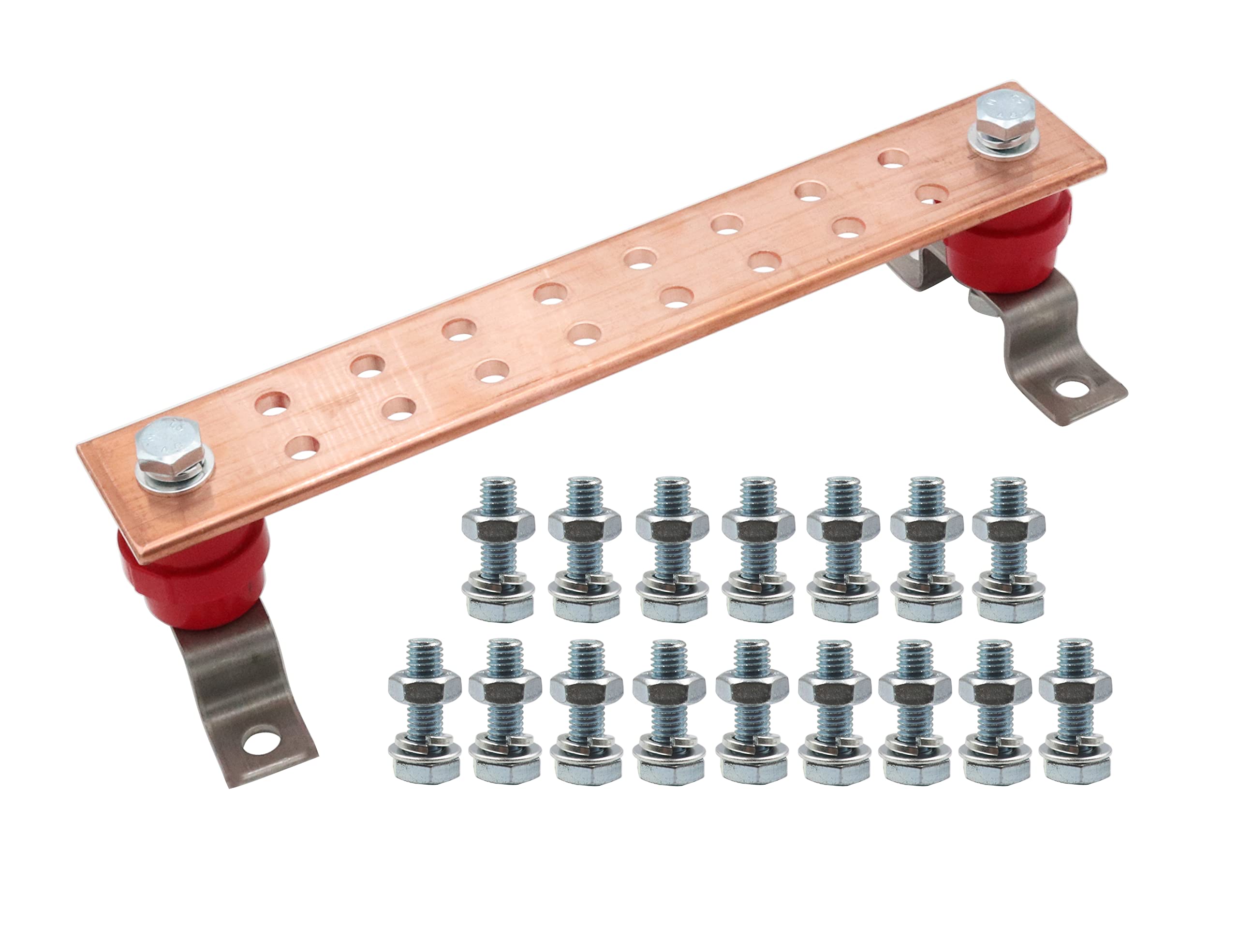 16-Terminal Copper Grounding Bus Bar Kit - 24
