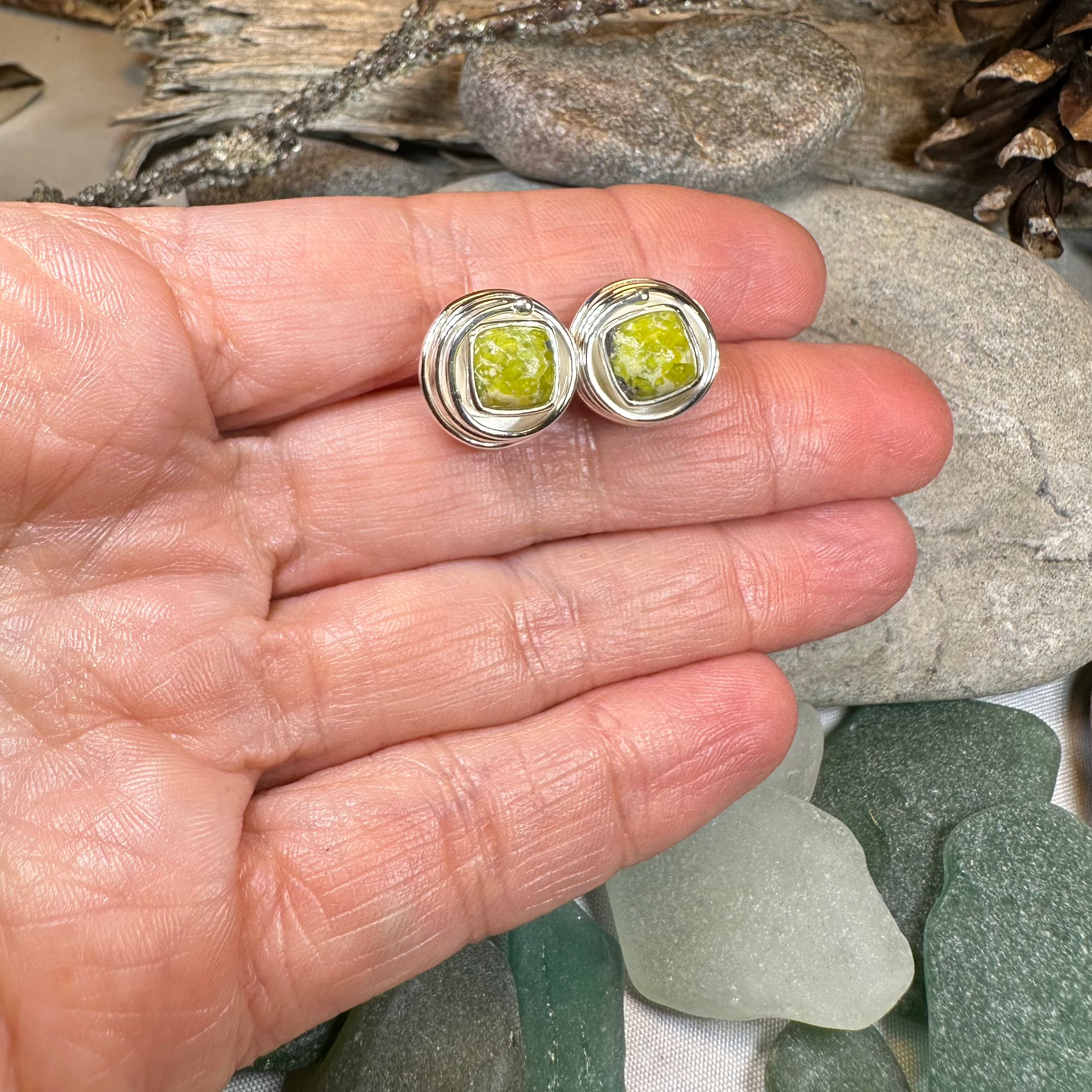 Connemara Marble Celtic Spiral Post Earrings - Handmade Irish Jewelry for Women, Dainty Stud Earrings for Everyday Wear | Perfect Gift for Birthday, Anniversary & St. Patrick's Day