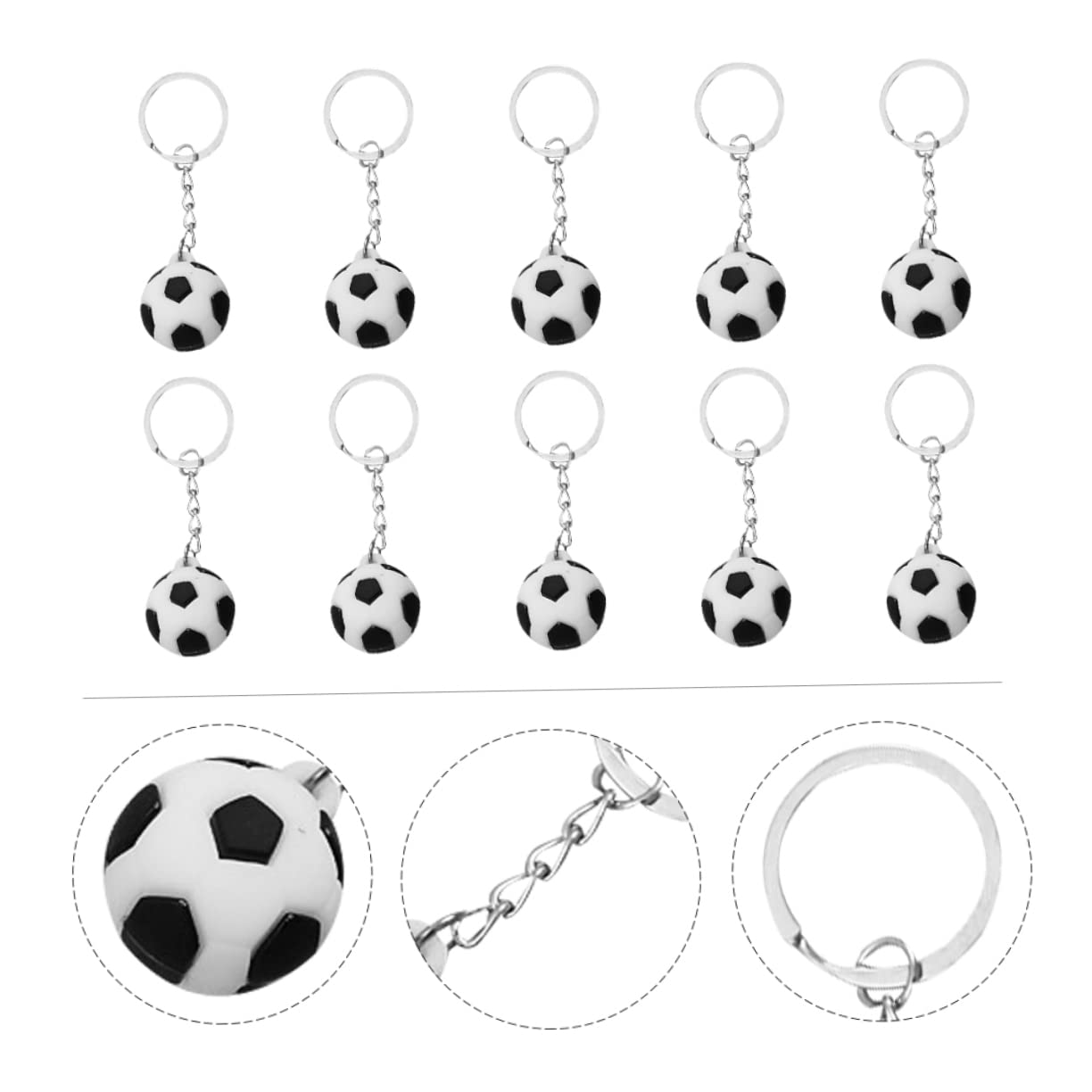 Kisangel 5 Sets Soccer Ball Keychain - Football Design Keyrings for Luggage, Backpack, Purse & Car Keys (10pcs x 5) - Perfect for Sports Fans, Gifts & Travel Accessories