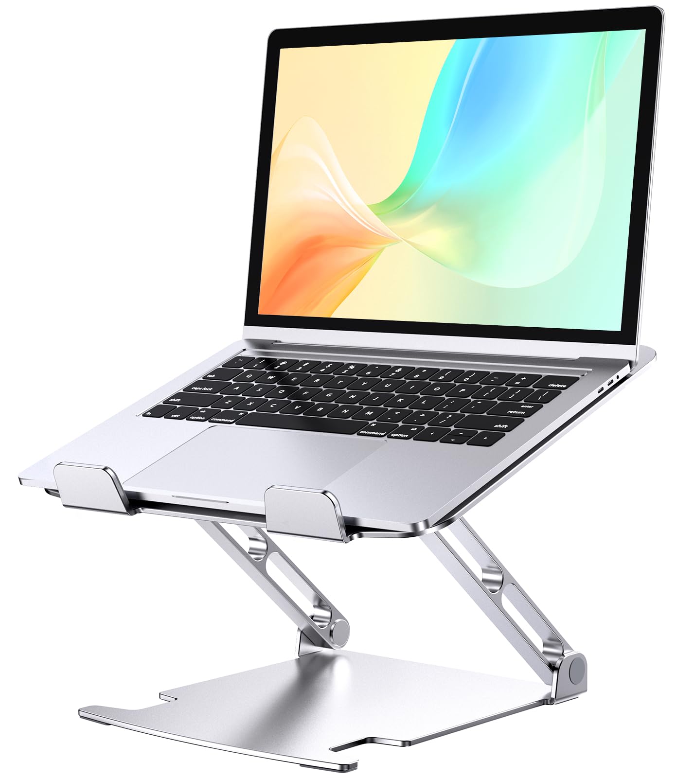 Ergonomic Aluminum Laptop Stand with Dual-Axis Rotation & Cooling Ventilation - Adjustable & Foldable for MacBook Pro & 10