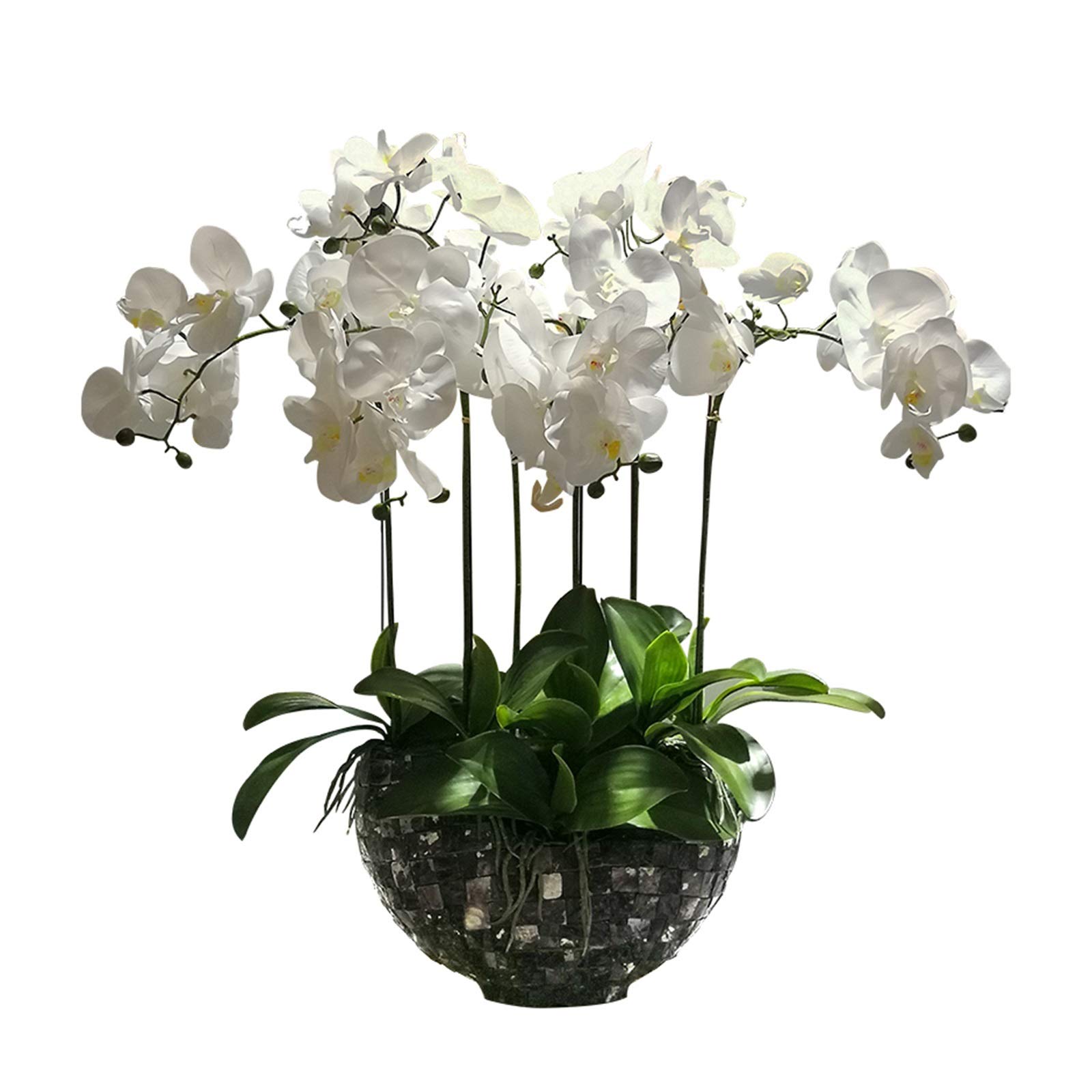 Real Touch Artificial Butterfly Orchids Arrangement - Lifelike Silk Flower Centerpiece with Vase for Home & Office Decor, Wedding, Party, Dining Table