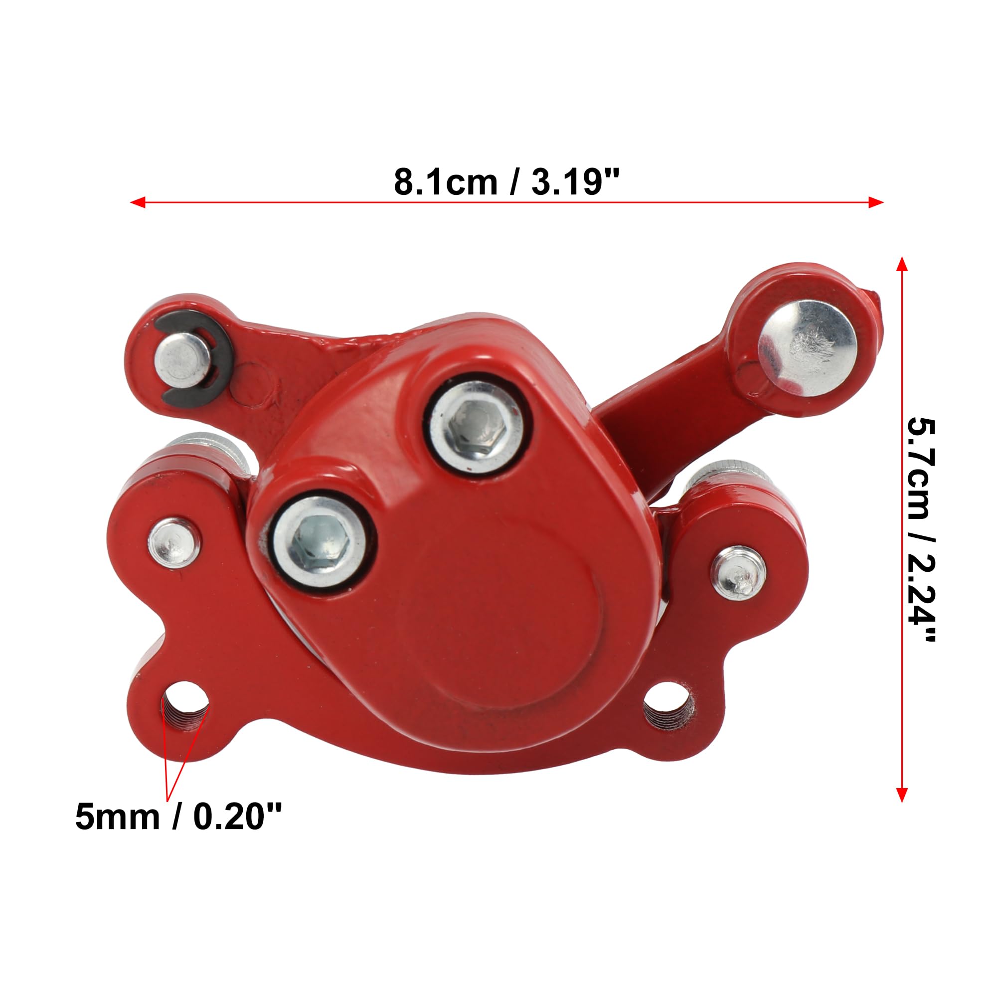 Motoforti Left & Right Disc Brake Caliper Set - Compatible with Motovox MBX10, MBX11, Mini Dirt Bikes, Classic Mini Bikes, Pocket Bikes & Goped Stand Up Scooters - High Performance Red Brake System for Off-Road & Urban Riding