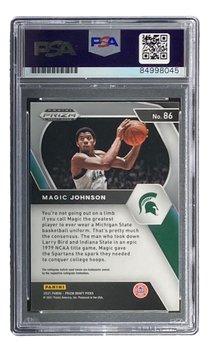 Magic Johnson Signed LA Lakers 2021 Panini Prizm #86 PSA/DNA Gem MT 10 Basketball Trading Card - Perfect for NBA Memorabilia Collectors, Sports Fans & Investment Enthusiasts