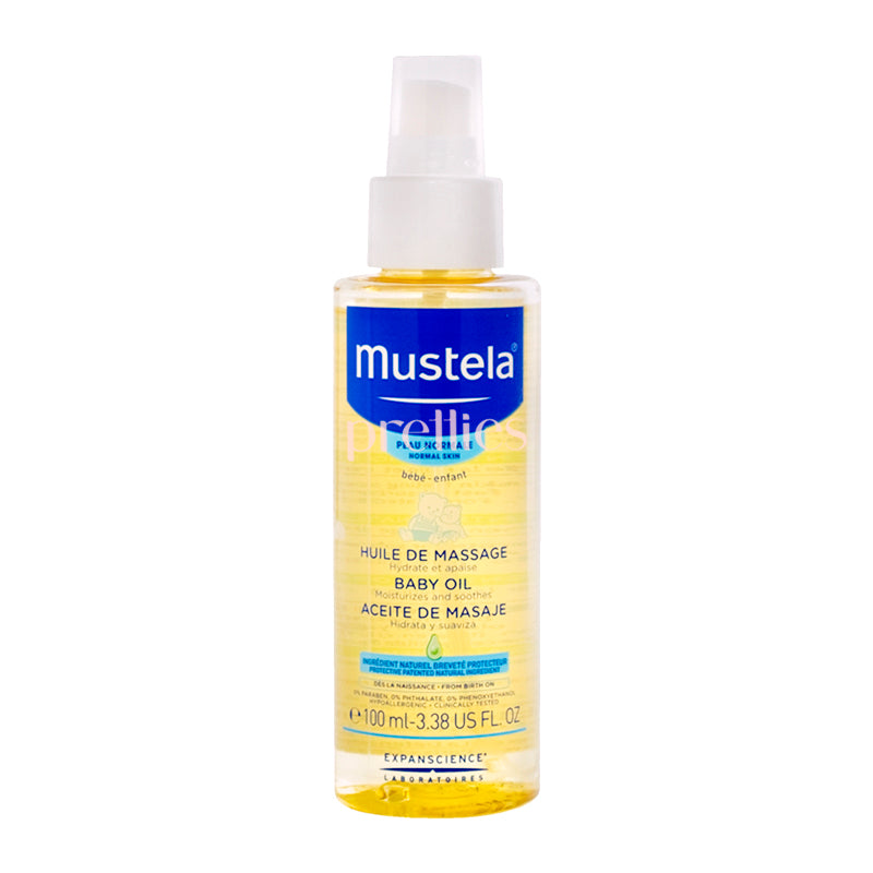 Mustela Baby Massage Oil - 100ml (035860) | Hypoallergenic & Fragrance-Free for Sensitive Skin | Perfect for Newborns & Infant Relaxation